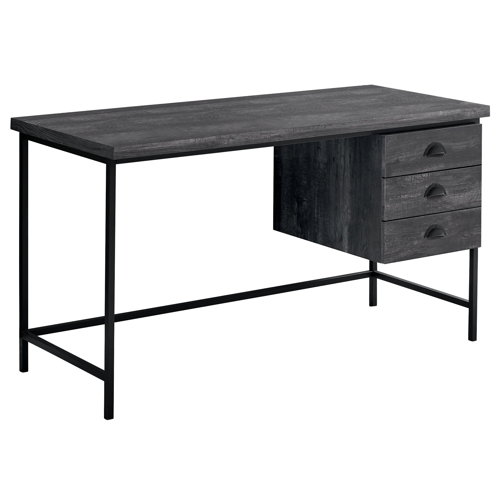 BUREAU D'ORDINATEUR - 55"L / BOIS RÉCUPÉRÉ BRUN / MÉTAL NOIR