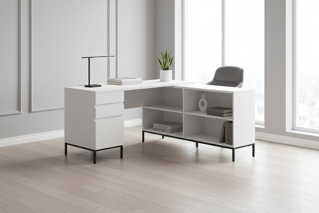 COMPUTER DESK - 60"L / RUSTIC BROWN L-SHAPED CORNER