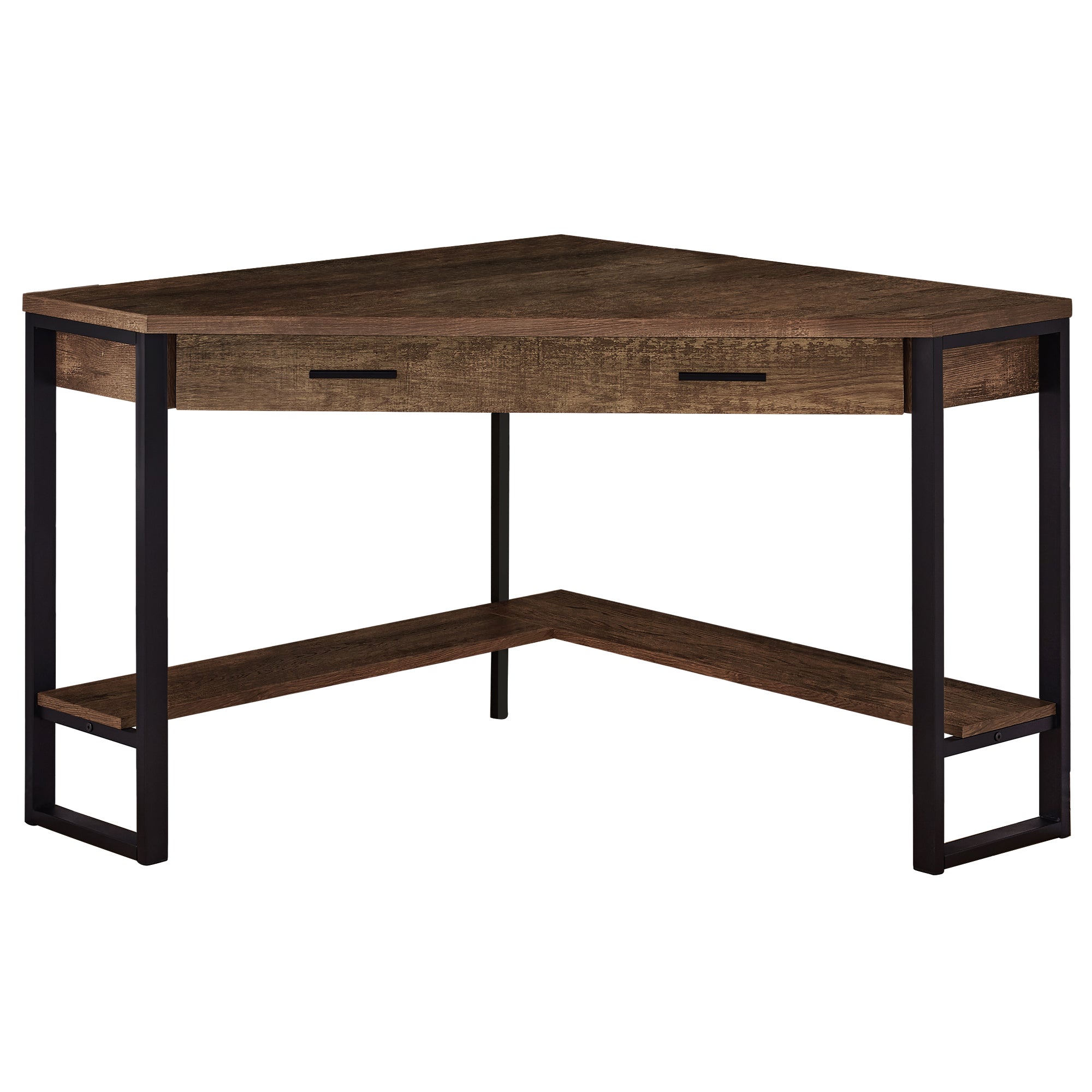BUREAU D'ORDINATEUR - 42"L / COIN BLANC / MÉTAL ARGENTÉ