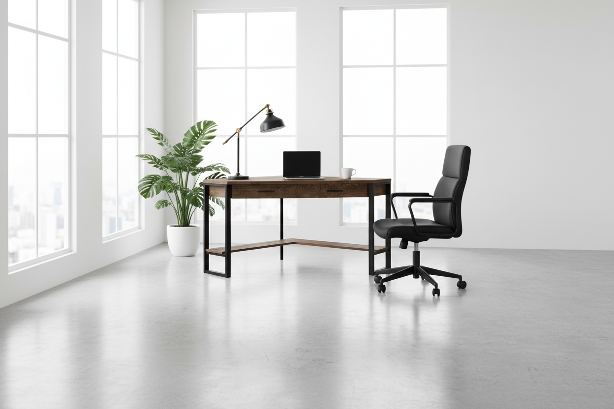 COMPUTER DESK - 42"L / WHITE CORNER / SILVER METAL