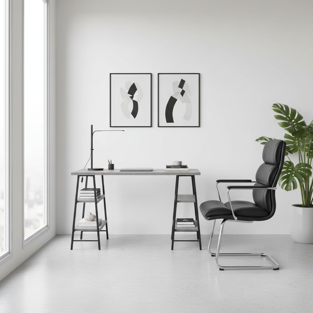 COMPUTER DESK - 48"L / WHITE / WHITE METAL