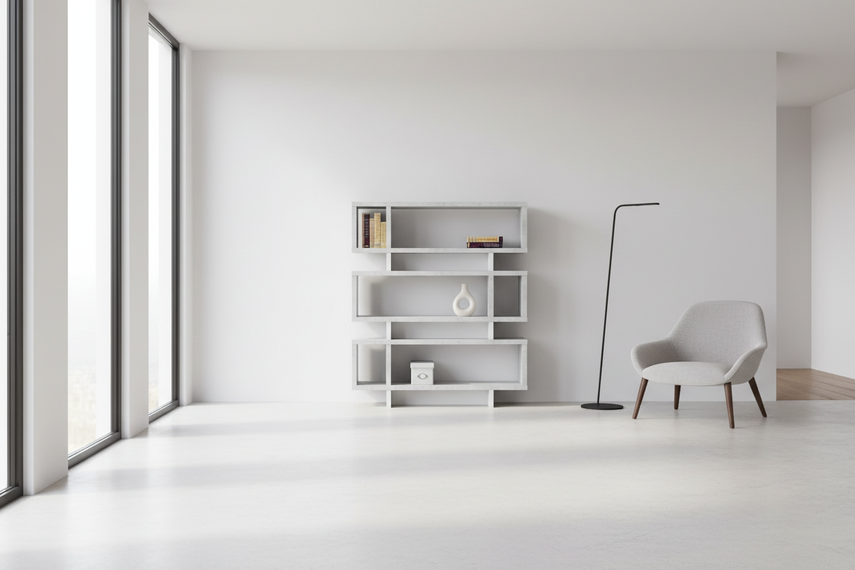 BOOKCASE - 55"H / WHITE MODERN STYLE