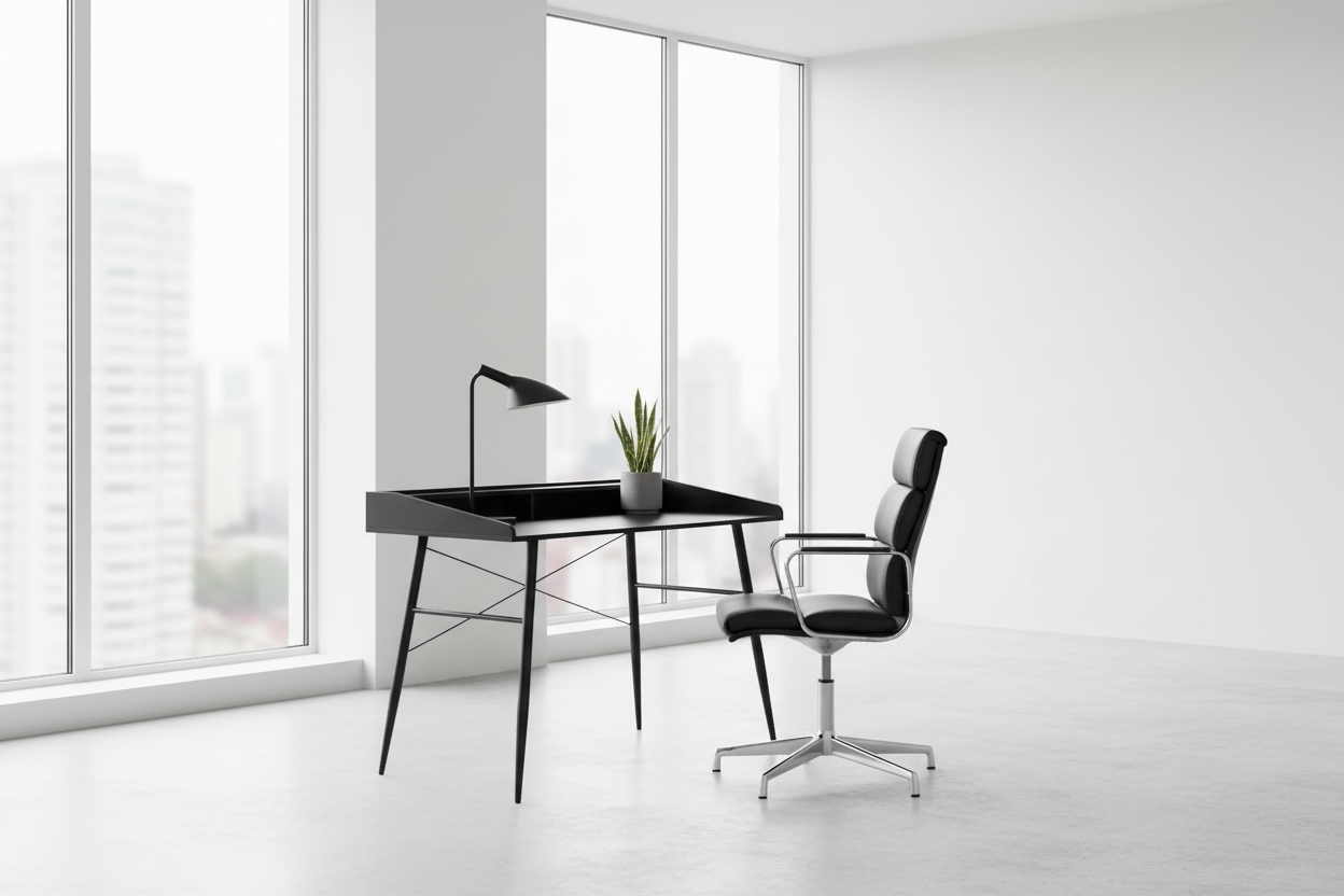 COMPUTER DESK - 48"L / NATURAL / WHITE METAL