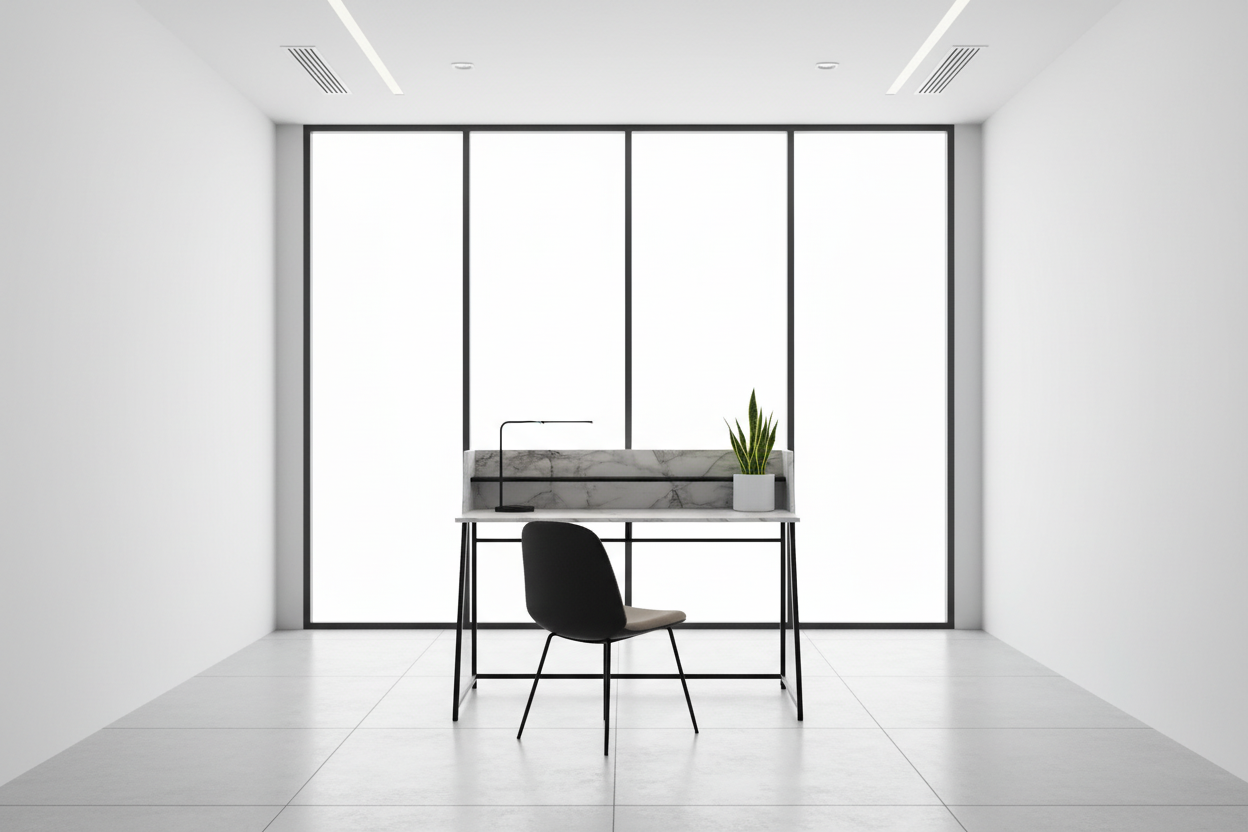 COMPUTER DESK - 48"L / NATURAL / WHITE METAL