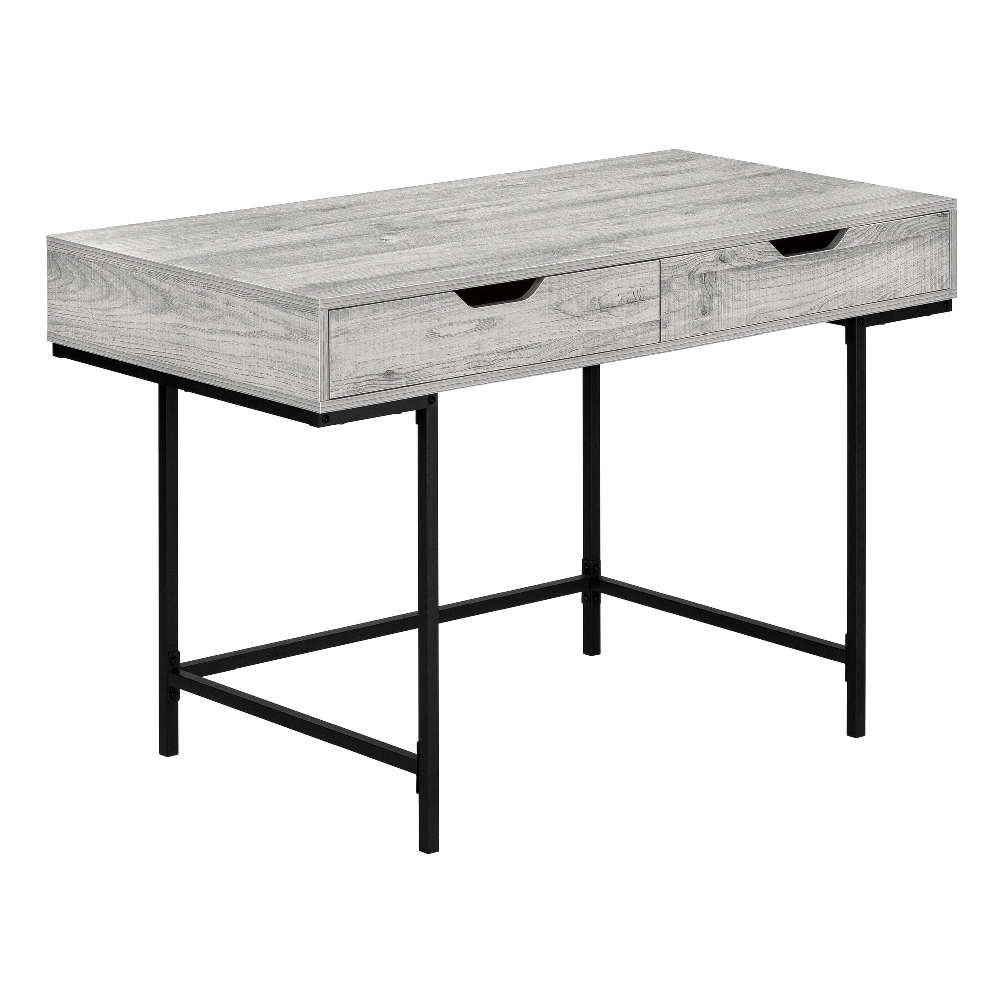 COMPUTER DESK - 48"L / BLACK MARBLE-LOOK / BLACK METAL