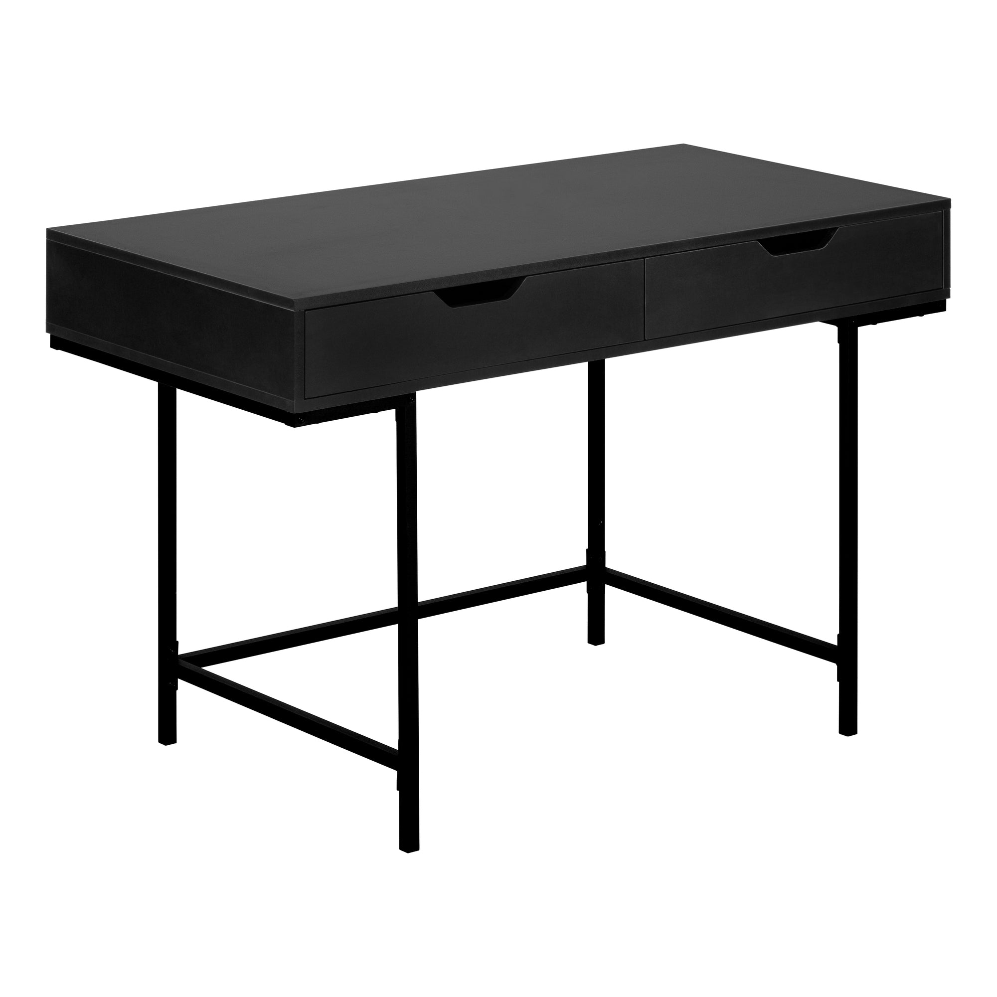 COMPUTER DESK - 48"L / BLACK MARBLE-LOOK / BLACK METAL