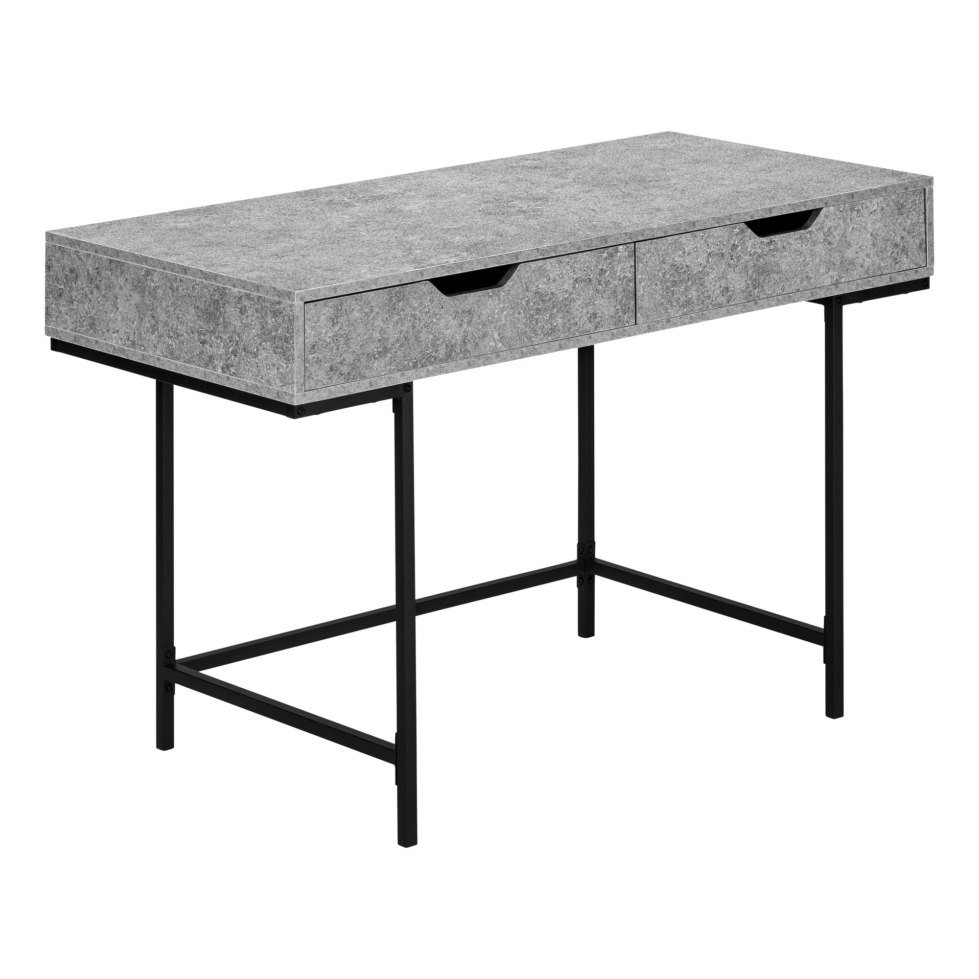 COMPUTER DESK - 48"L / BLACK MARBLE-LOOK / BLACK METAL