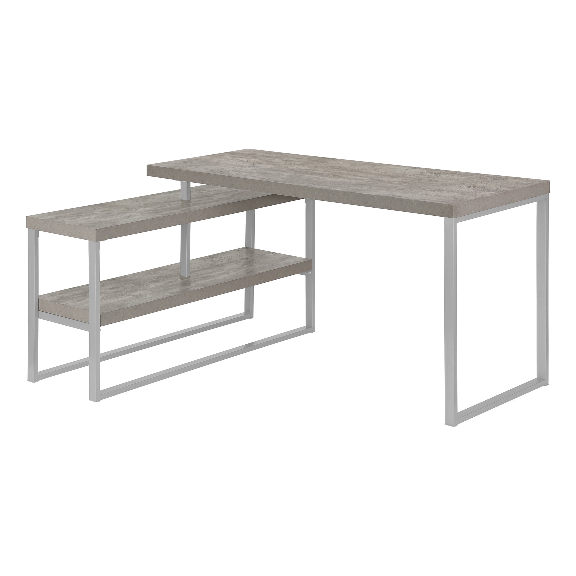 COMPUTER DESK - 60"L / WHITE / SILVER METAL L/R CORNER