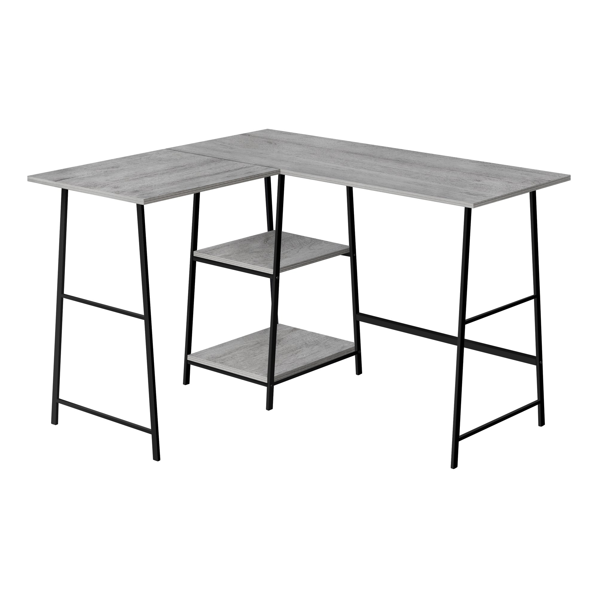 COMPUTER DESK - 48"L / ESPRESSO TOP / BLACK METAL CORNER