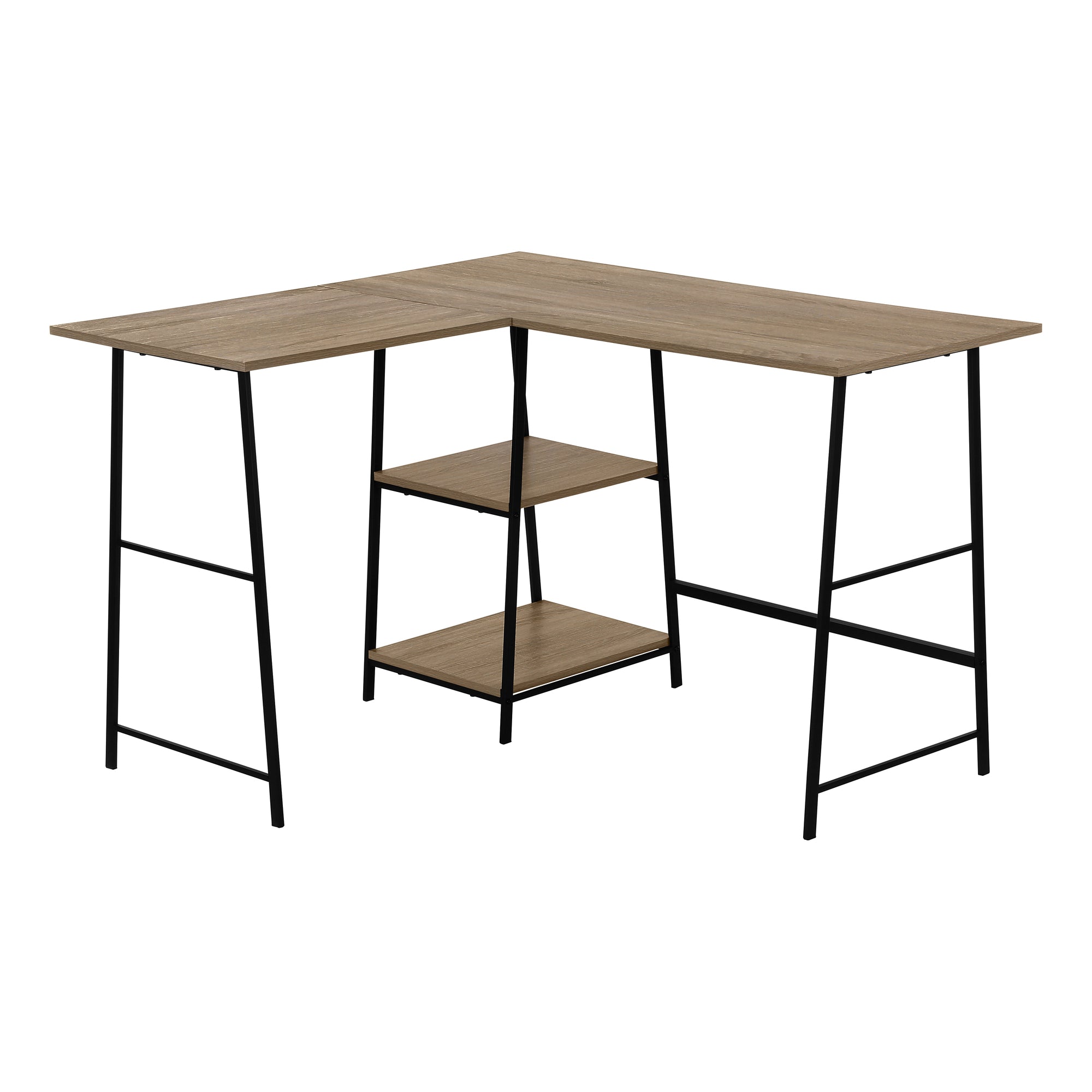 COMPUTER DESK - 48"L / ESPRESSO TOP / BLACK METAL CORNER