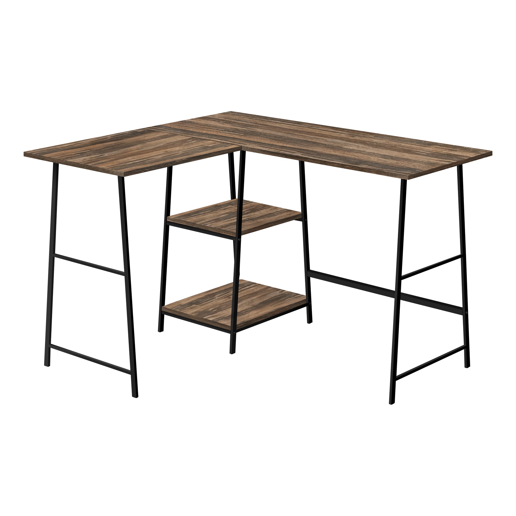 COMPUTER DESK - 48"L / ESPRESSO TOP / BLACK METAL CORNER