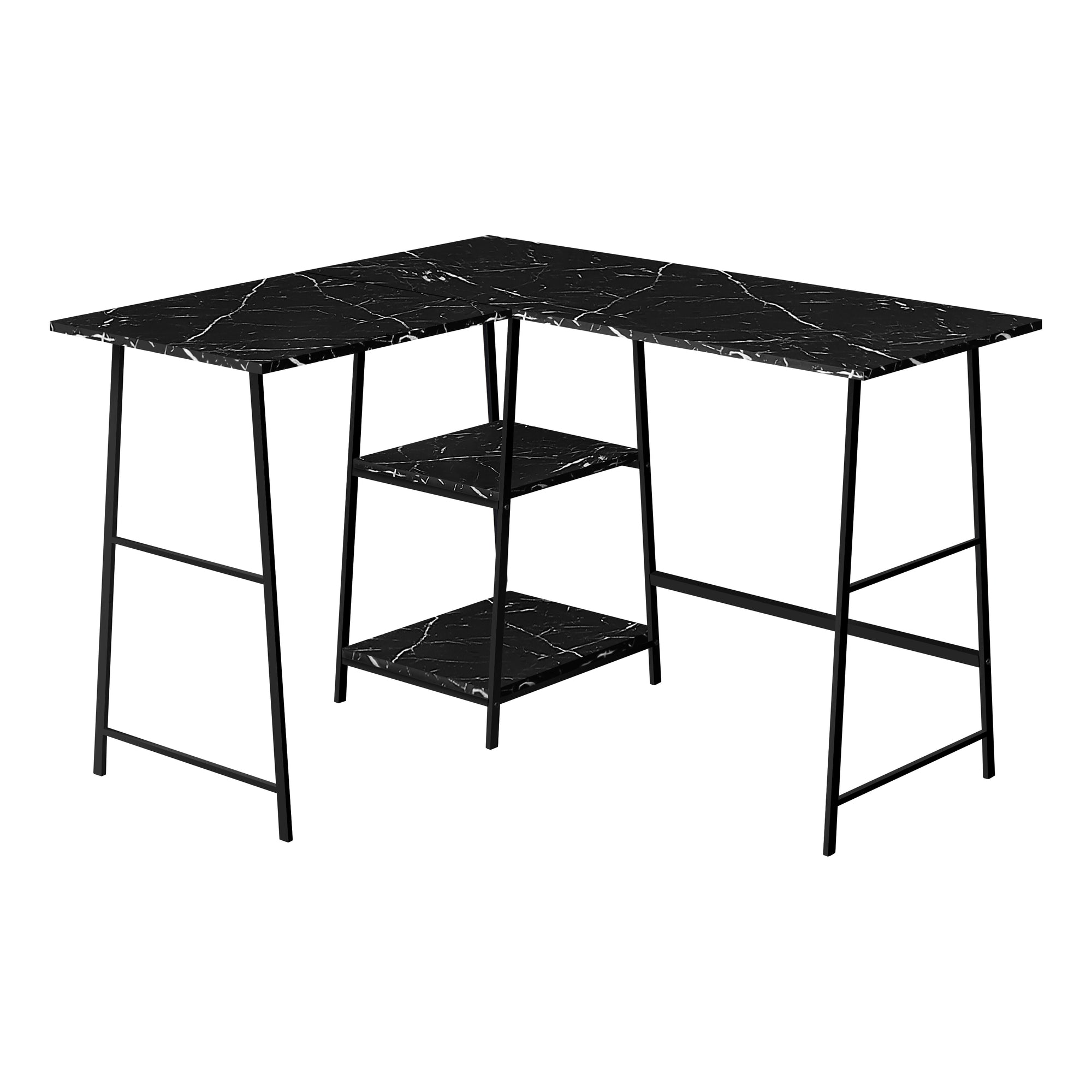 COMPUTER DESK - 48"L / ESPRESSO TOP / BLACK METAL CORNER