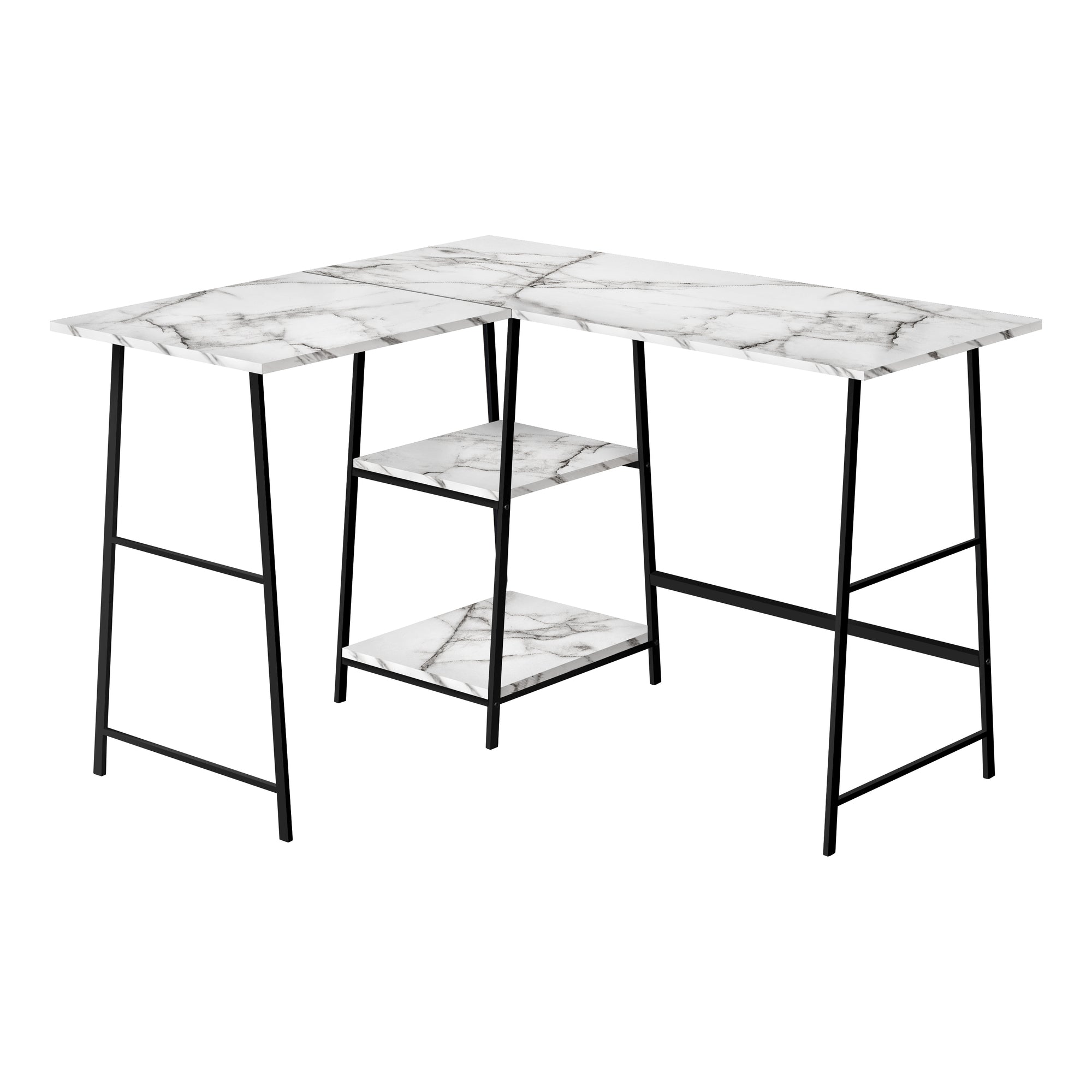 COMPUTER DESK - 48"L / ESPRESSO TOP / BLACK METAL CORNER