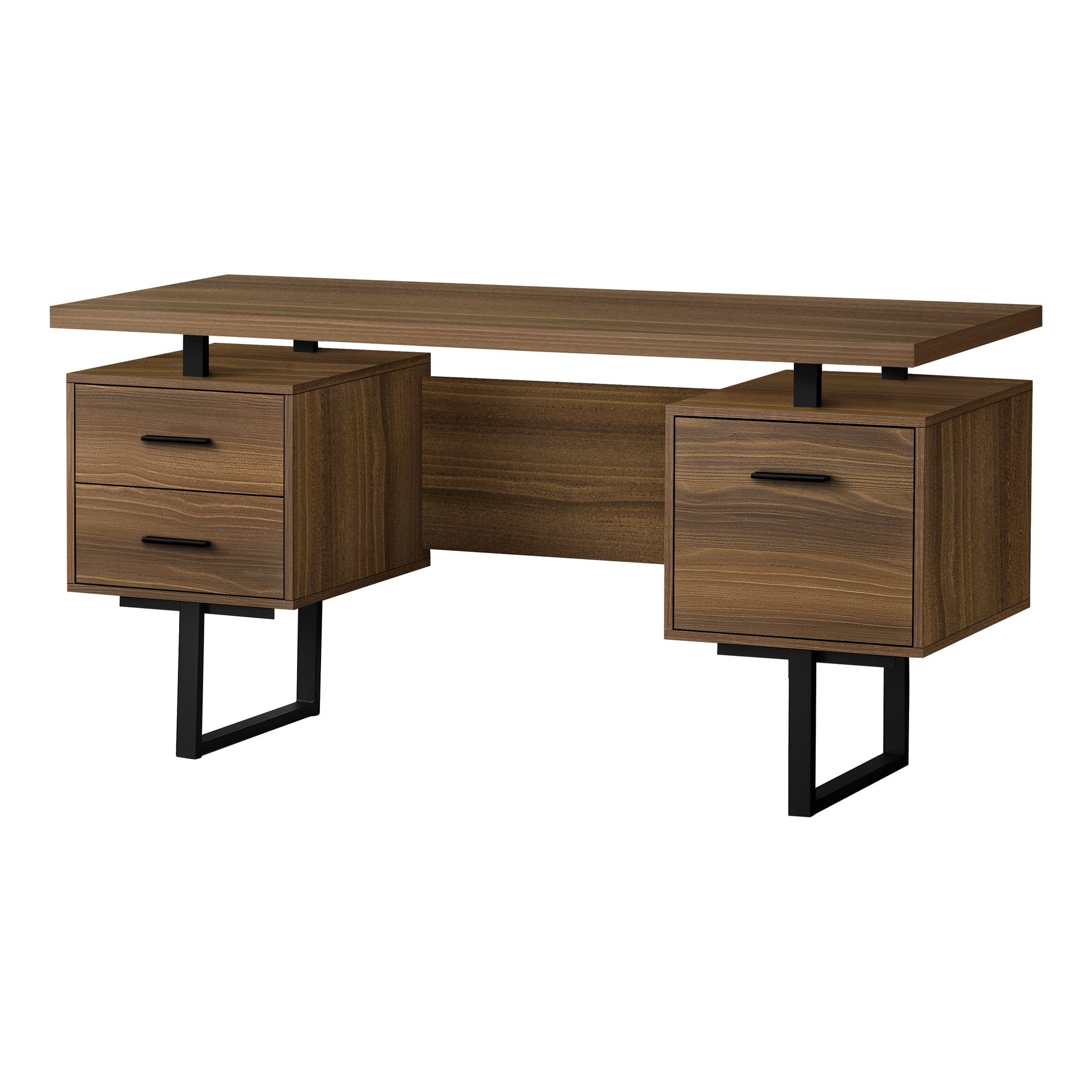 COMPUTER DESK - 60"L / ESPRESSO / SILVER METAL