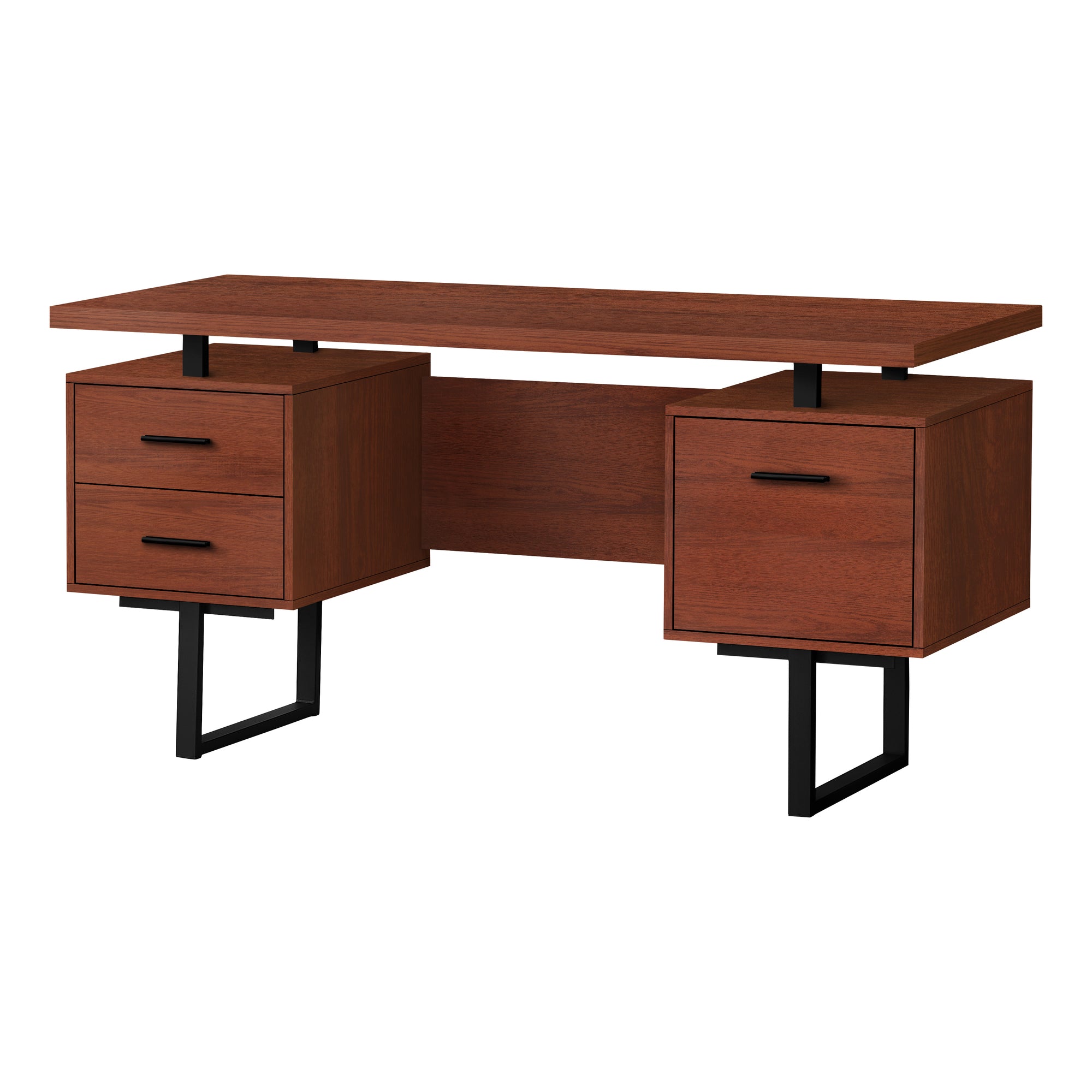 COMPUTER DESK - 60"L / ESPRESSO / SILVER METAL