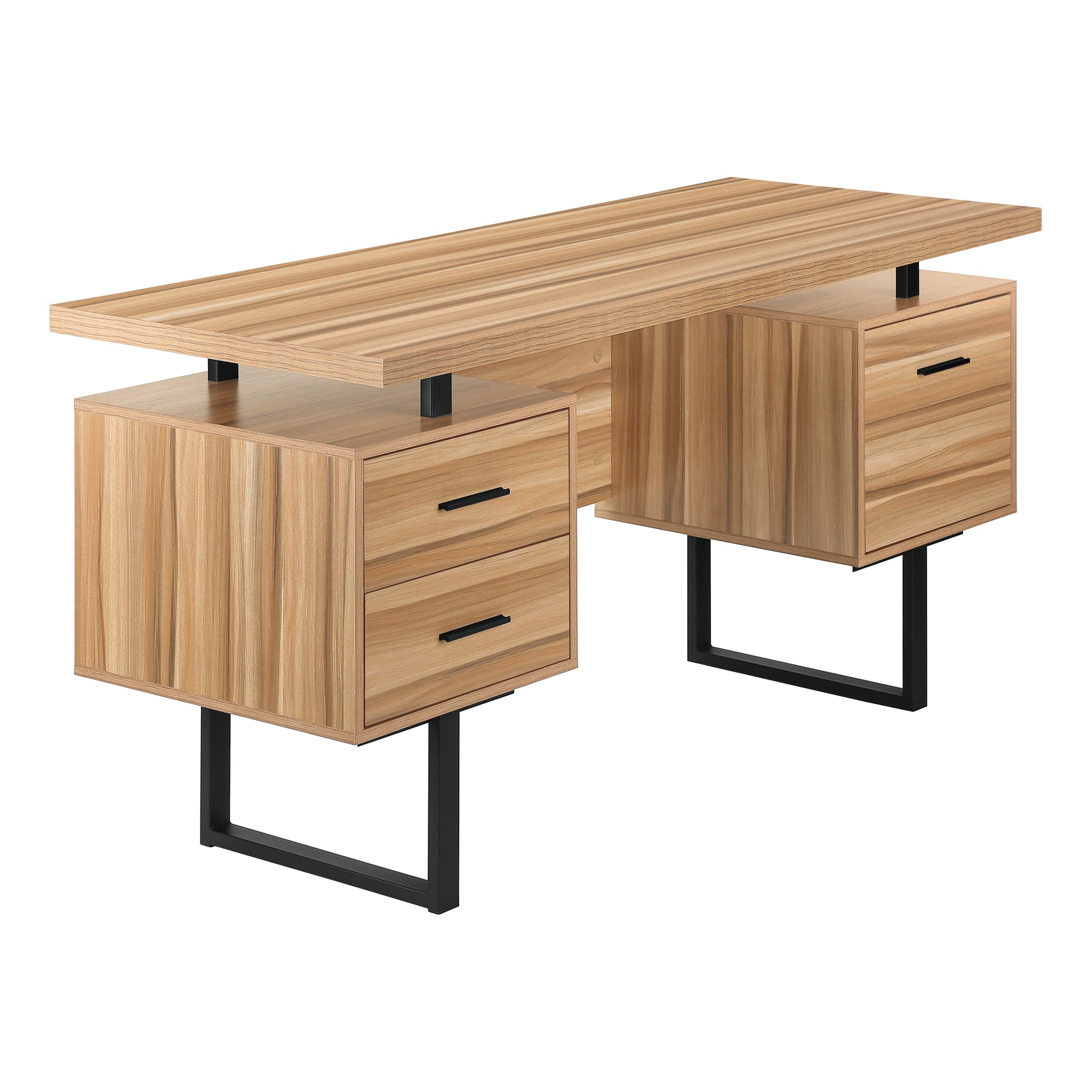 COMPUTER DESK - 60"L / ESPRESSO / SILVER METAL