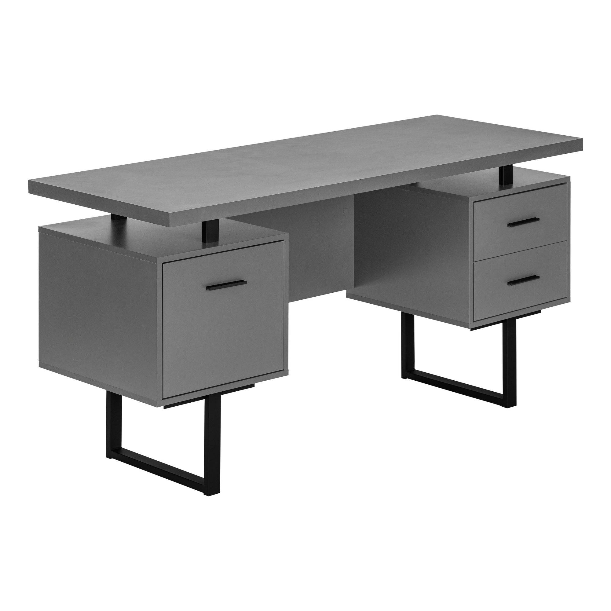 COMPUTER DESK - 60"L / ESPRESSO / SILVER METAL