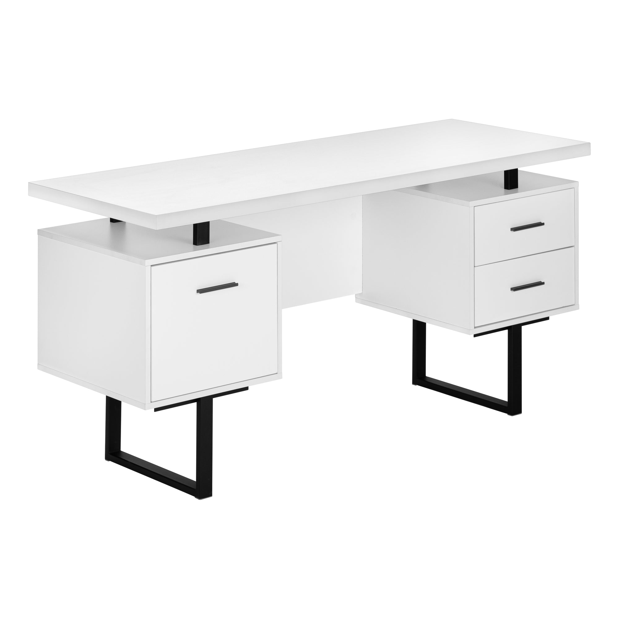 COMPUTER DESK - 60"L / ESPRESSO / SILVER METAL