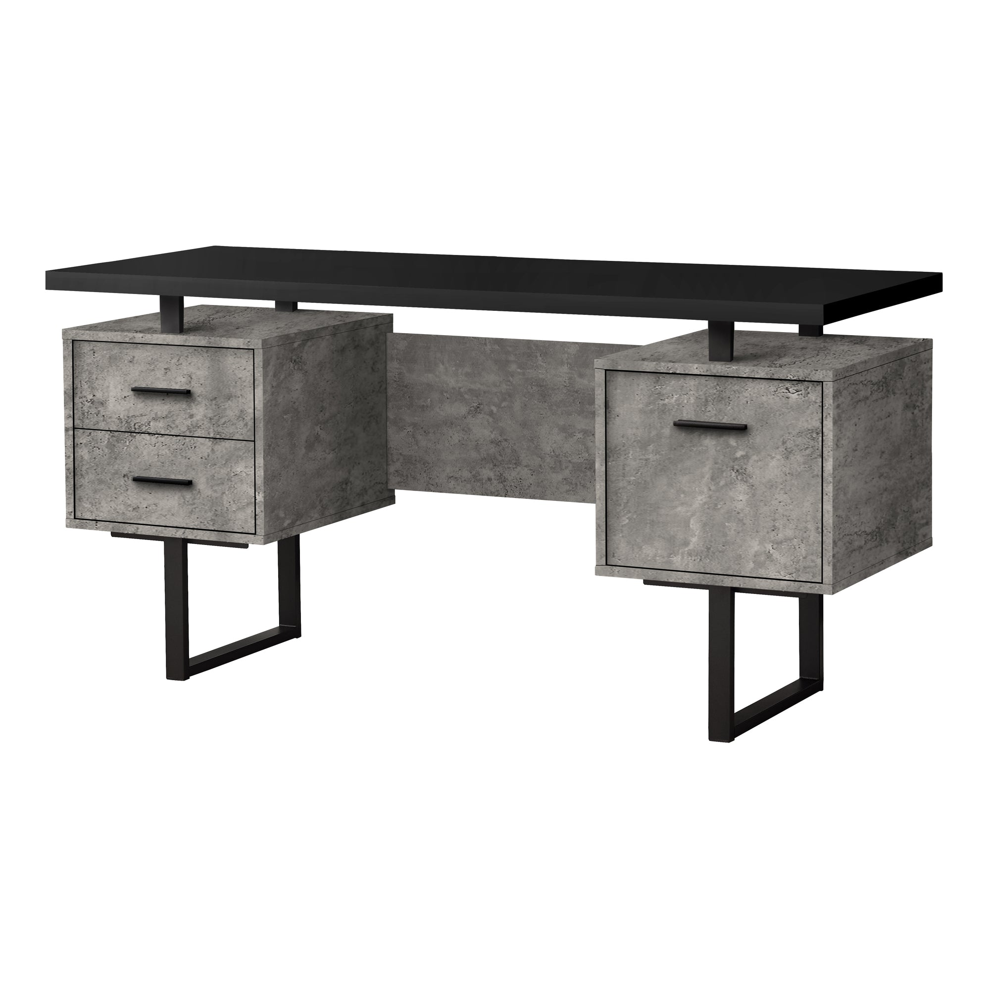 COMPUTER DESK - 60"L / ESPRESSO / SILVER METAL