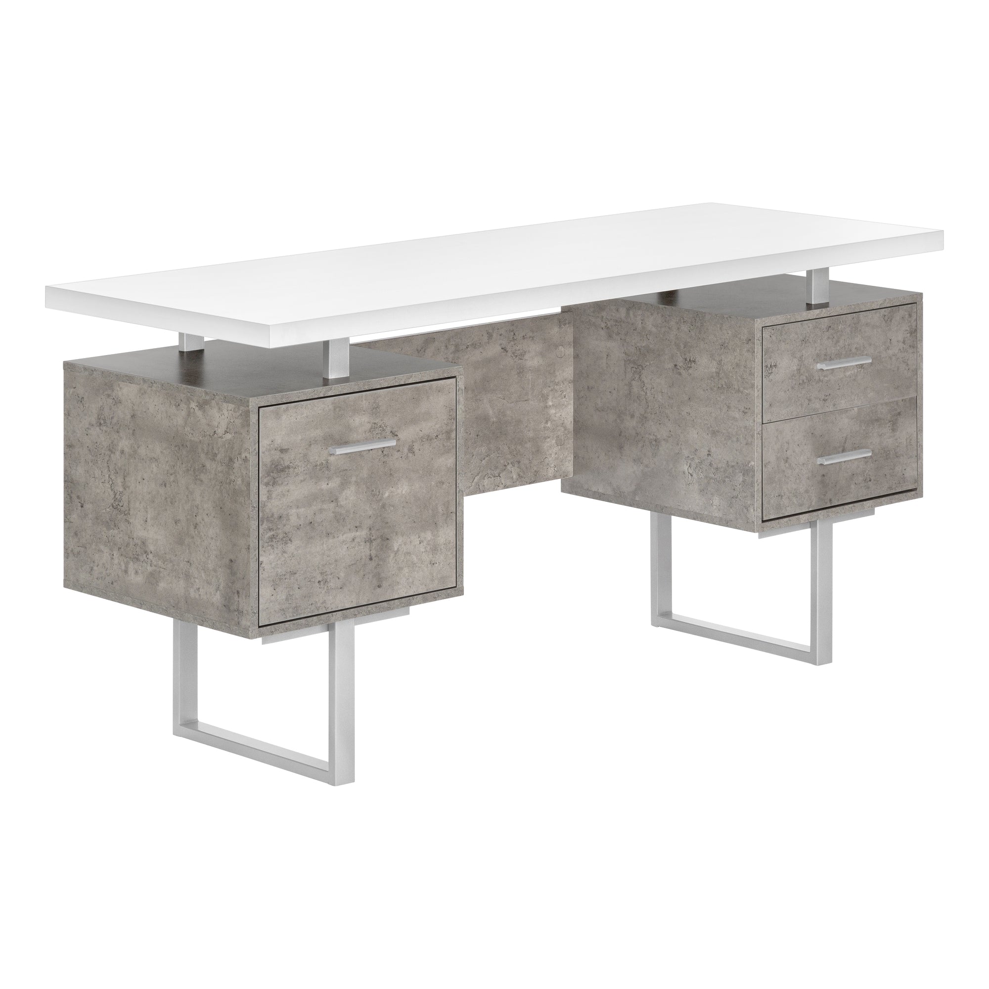 COMPUTER DESK - 60"L / ESPRESSO / SILVER METAL