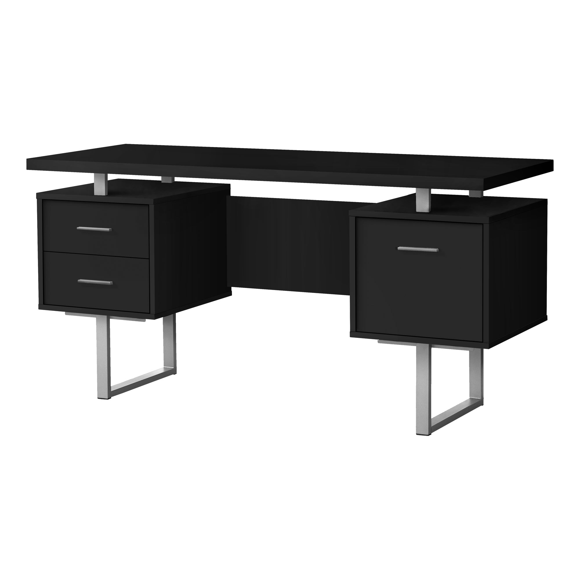 COMPUTER DESK - 60"L / ESPRESSO / SILVER METAL