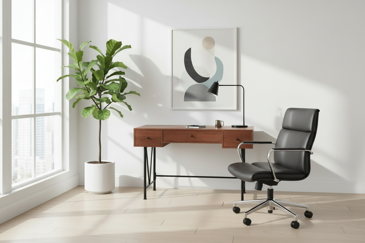 BUREAU D'ORDINATEUR - 48"L / NOYER / MÉTAL NOIR