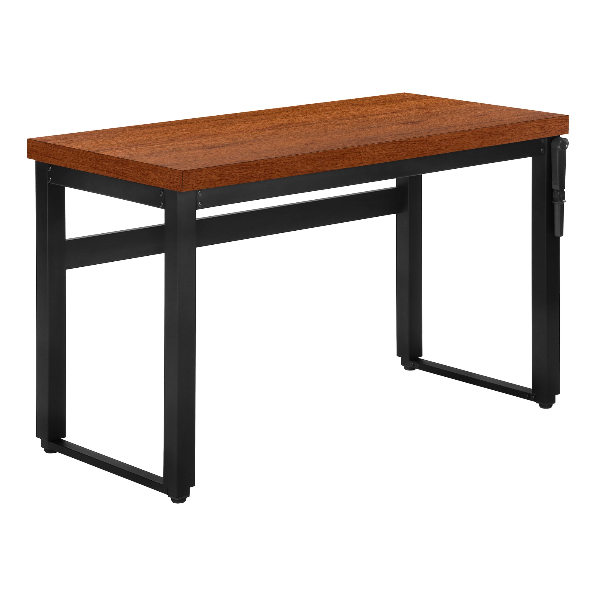 COMPUTER DESK - 48"L / WALNUT / ADJ.HEIGHT/ BLACK METAL