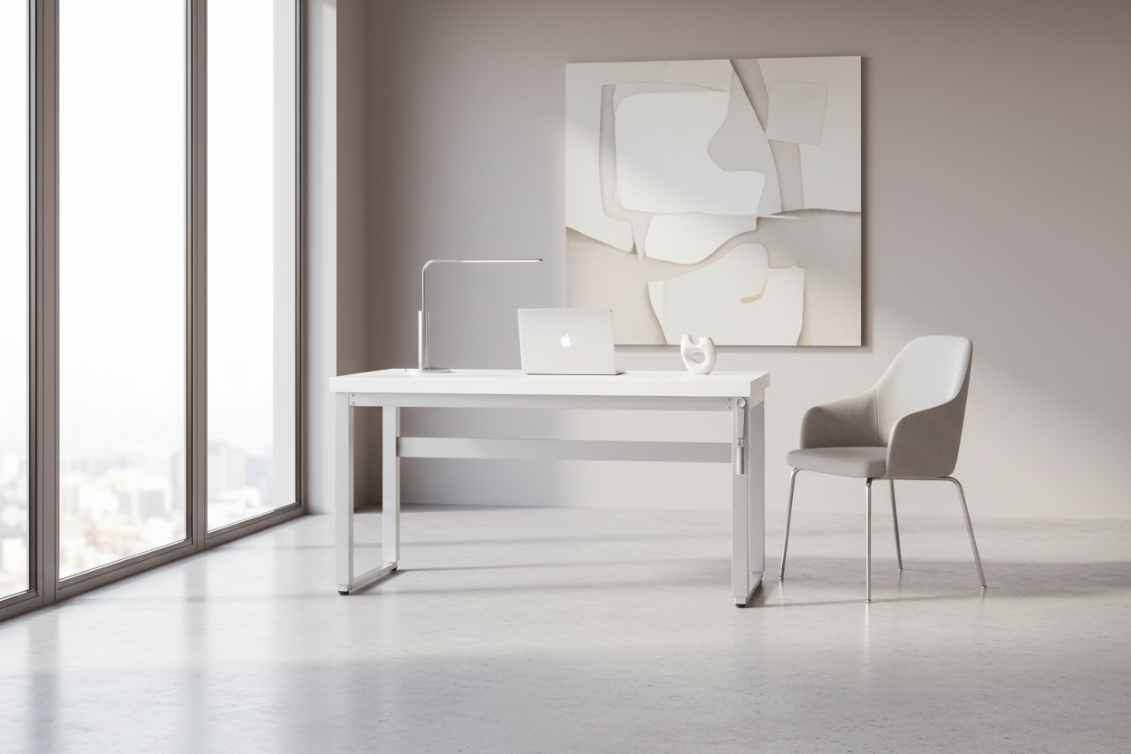 COMPUTER DESK - 48"L / WALNUT / ADJ.HEIGHT/ BLACK METAL