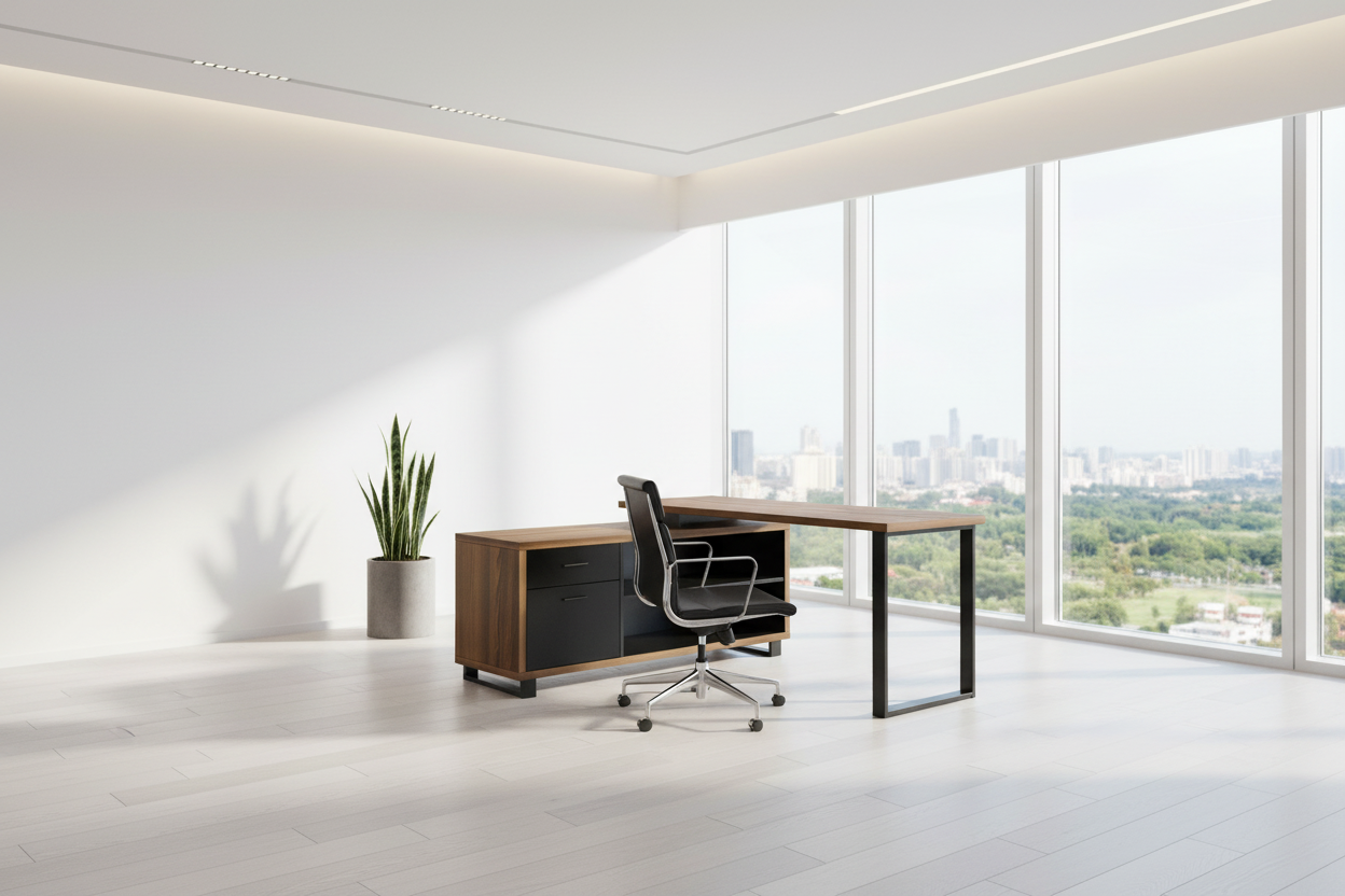 COMPUTER DESK - 72"L ESPRESSO / BLACK EXECUTIVE CORNER