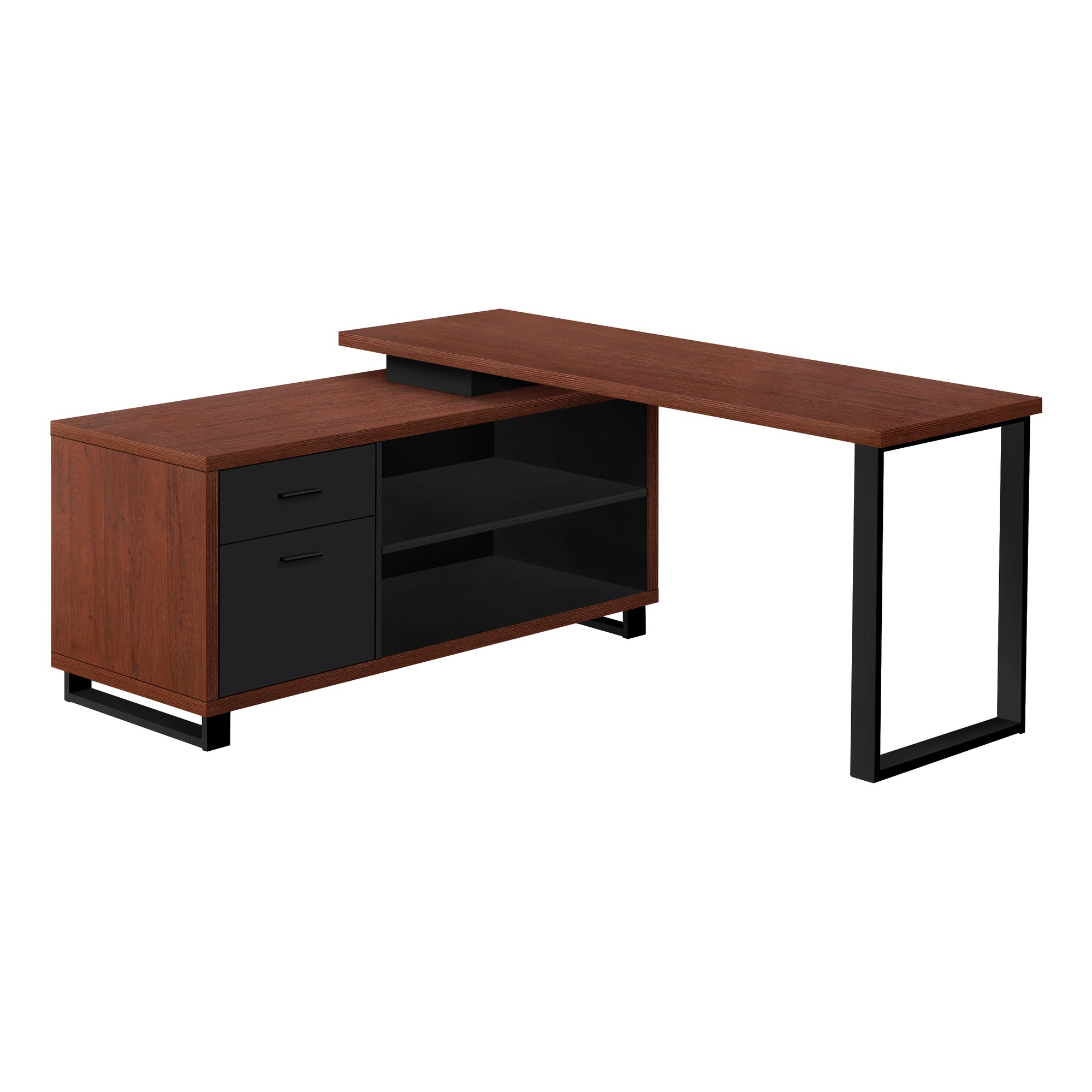 COMPUTER DESK - 72"L ESPRESSO / BLACK EXECUTIVE CORNER