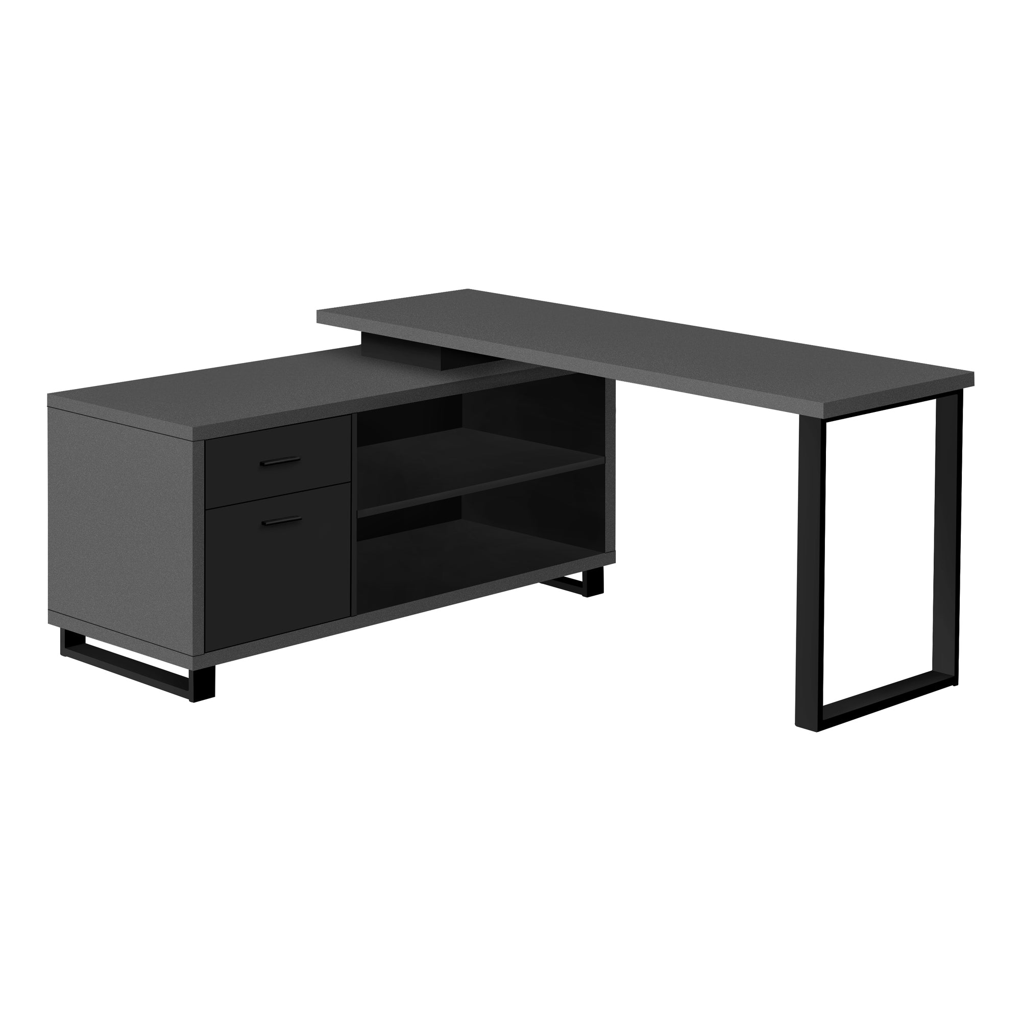 COMPUTER DESK - 72"L ESPRESSO / BLACK EXECUTIVE CORNER