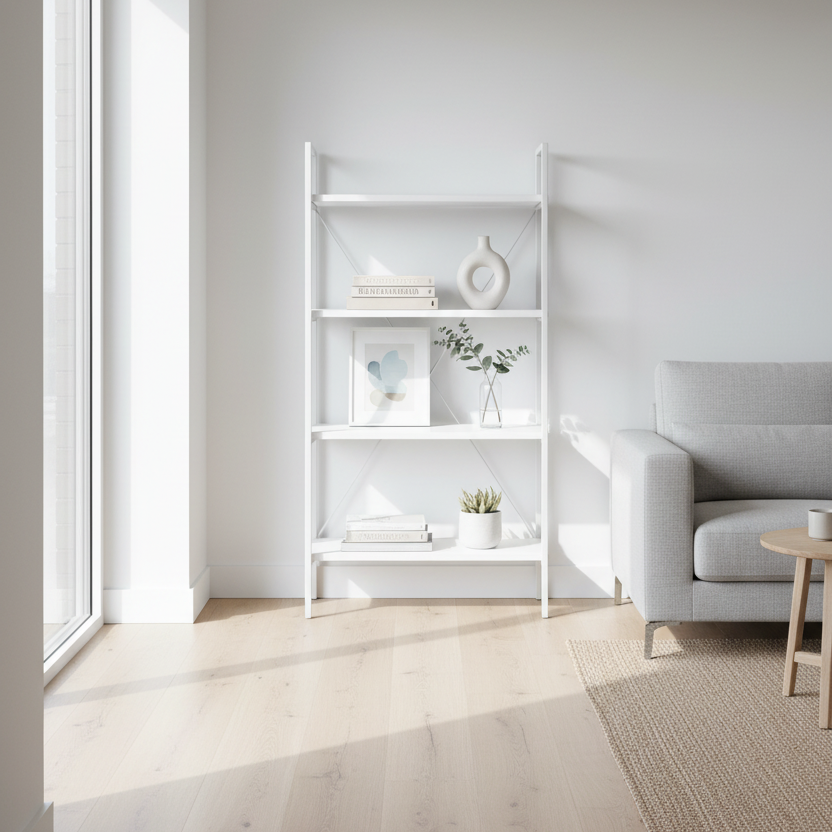 BOOKCASE - 48"H / DARK TAUPE / BLACK METAL