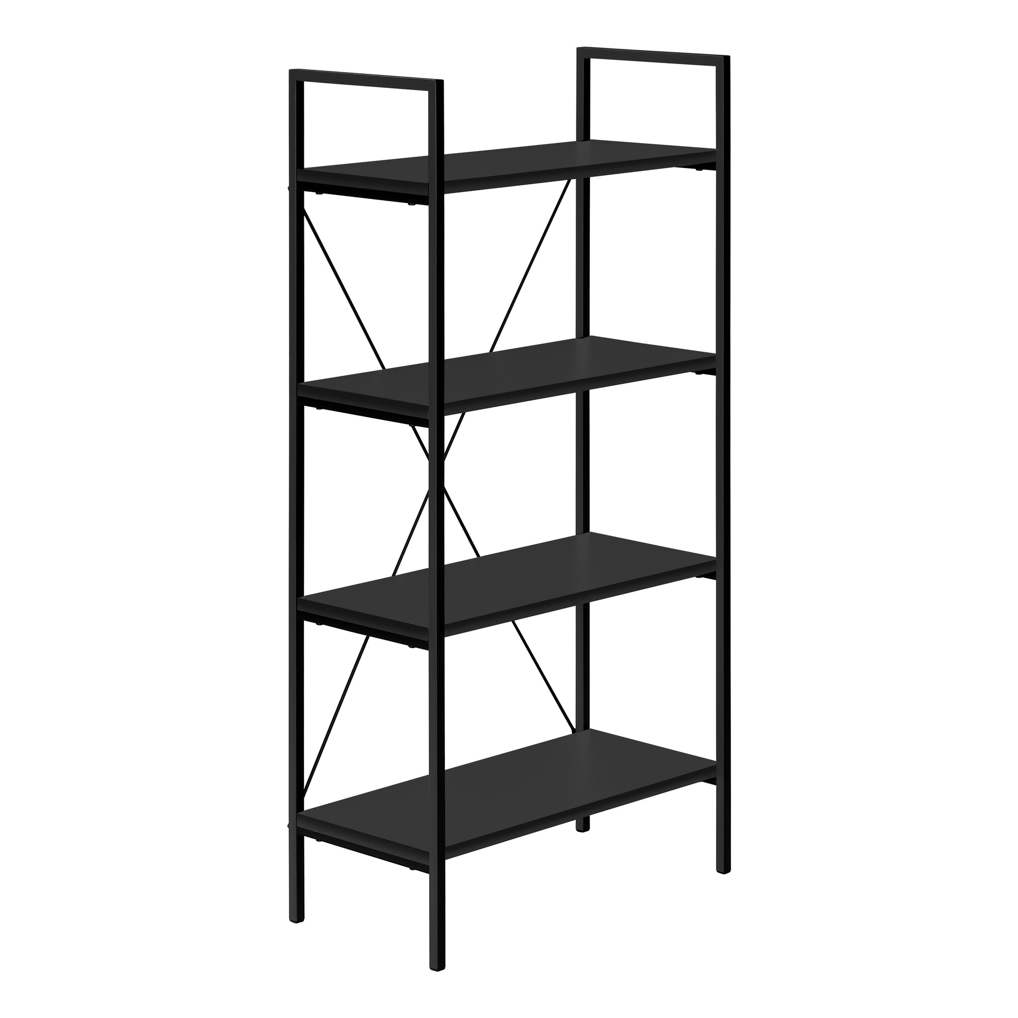 BOOKCASE - 48"H / DARK TAUPE / BLACK METAL