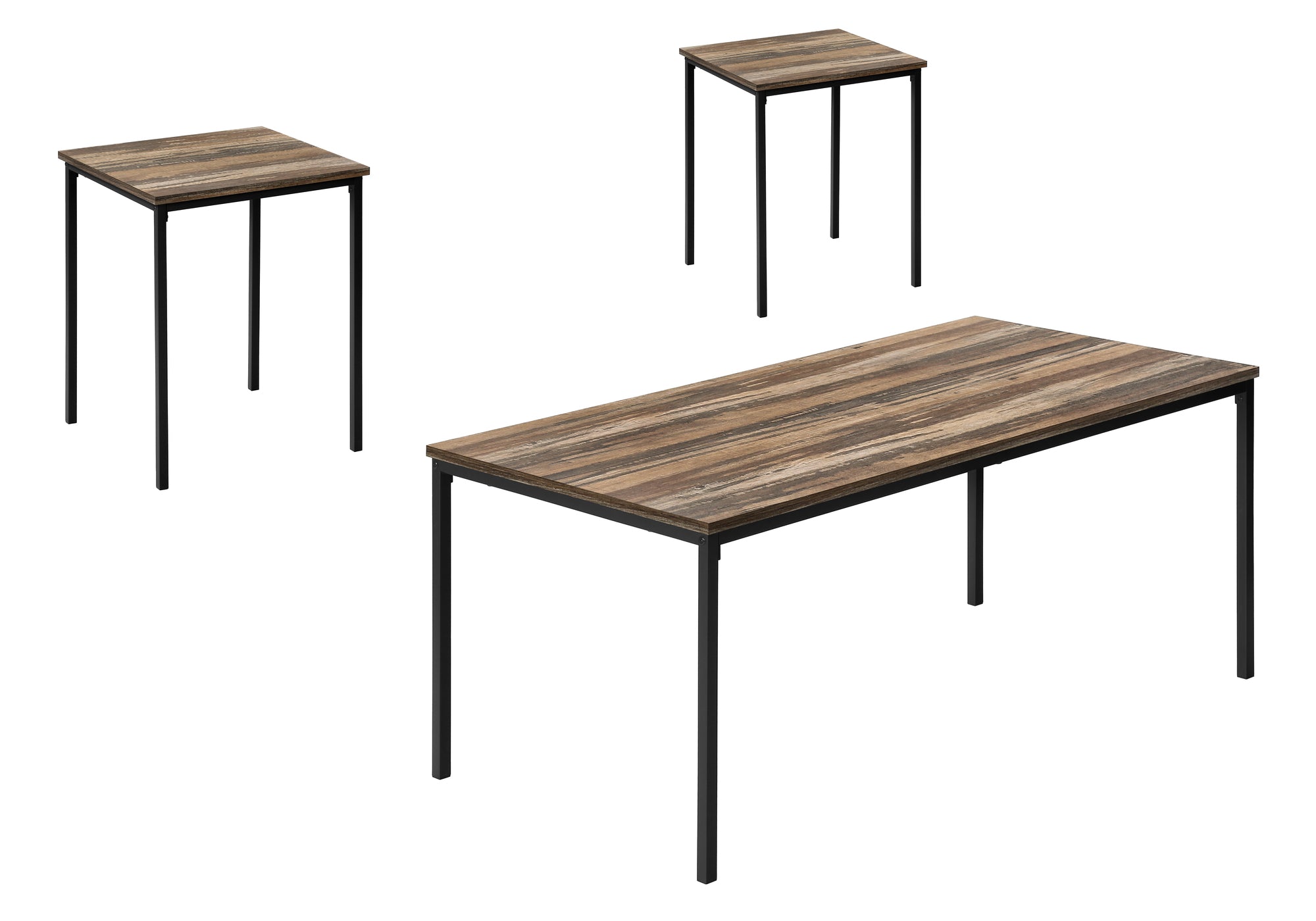 ENSEMBLE DE TABLE - ENSEMBLE 3 PIÈCES / MARBRE BLANC / MÉTAL NOIR