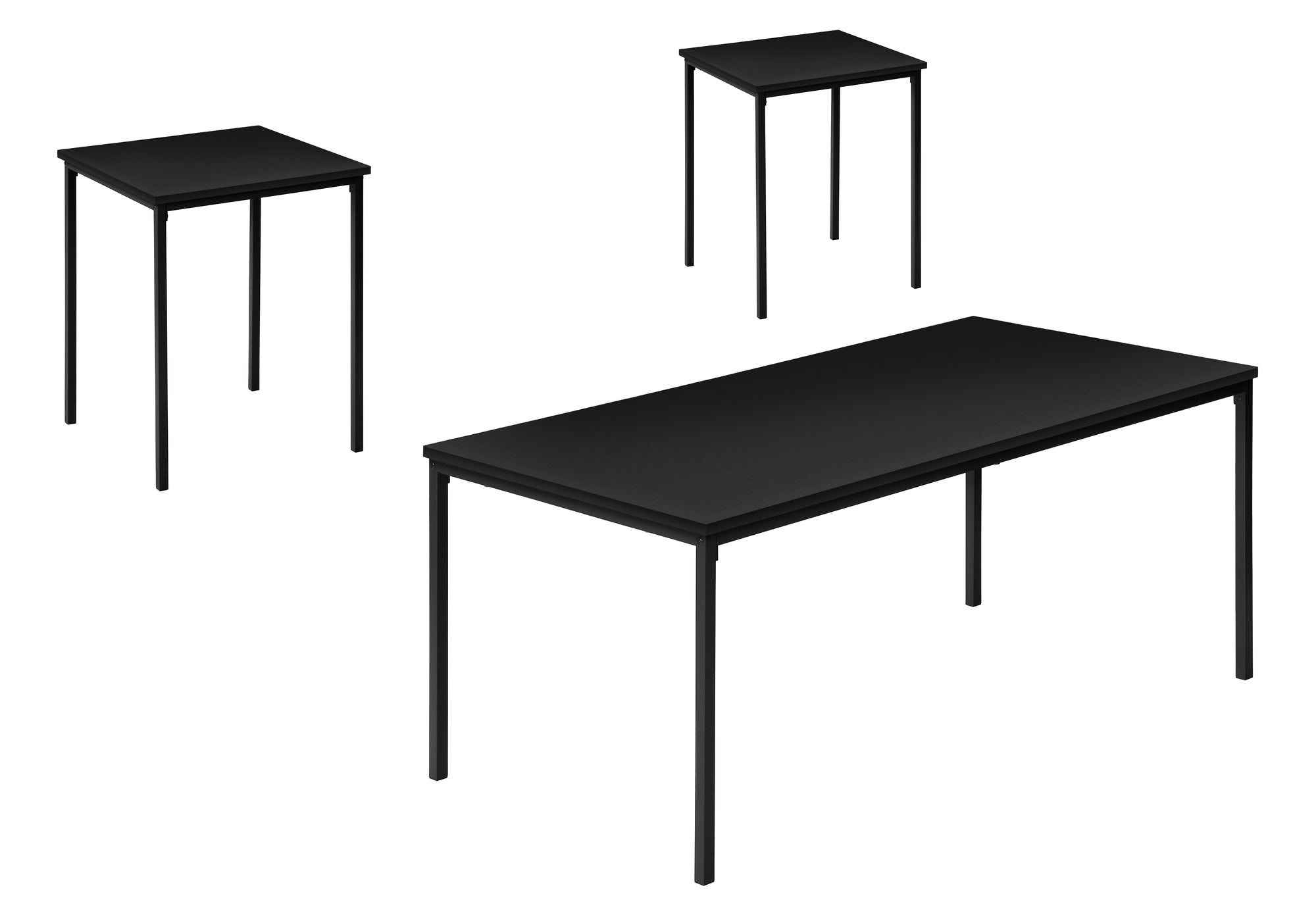 TABLE SET - 3PCS SET / WHITE MARBLE / BLACK METAL