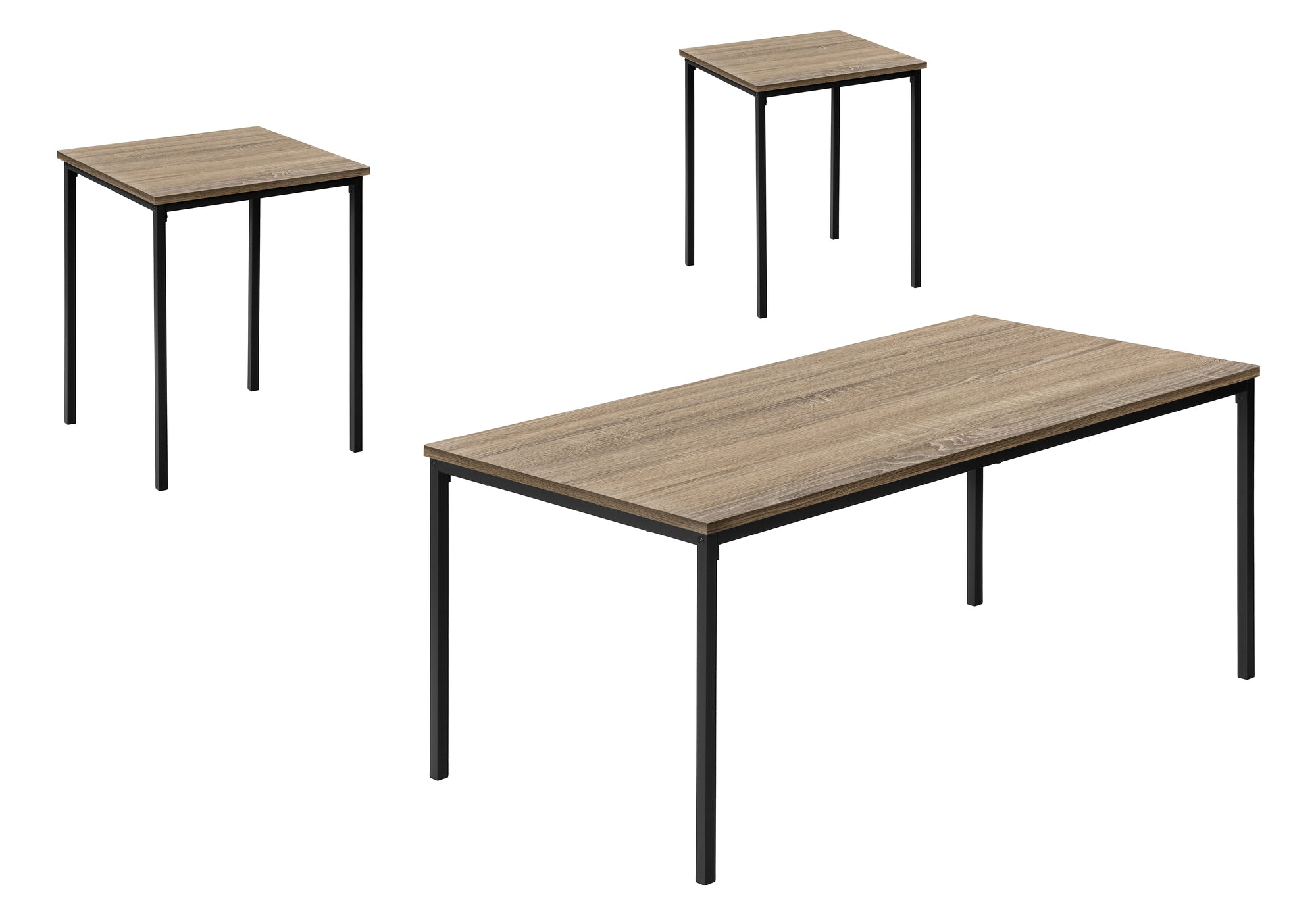 ENSEMBLE DE TABLE - ENSEMBLE 3 PIÈCES / MARBRE BLANC / MÉTAL NOIR