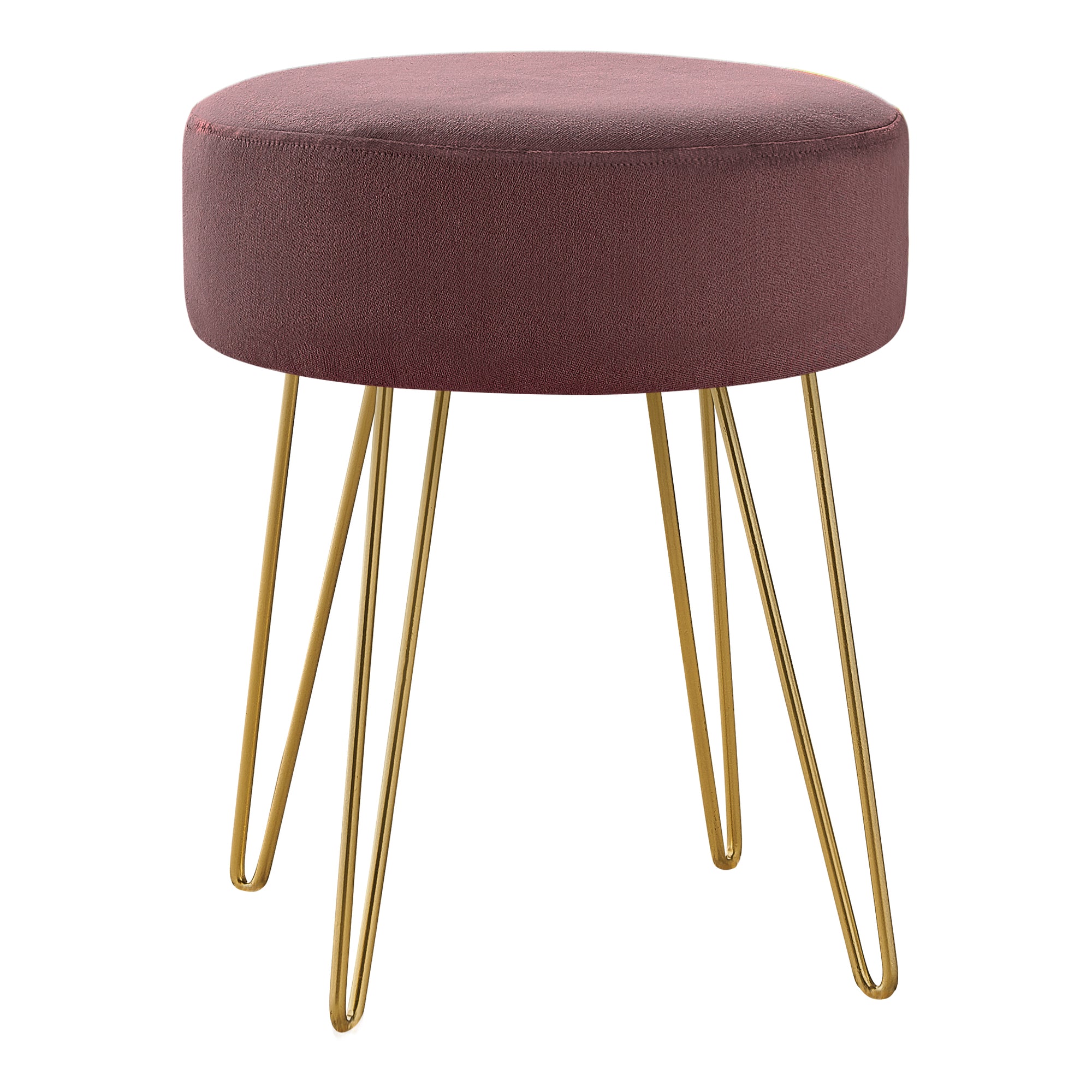 OTTOMAN - BEIGE FABRIC / GOLD METAL LEGS