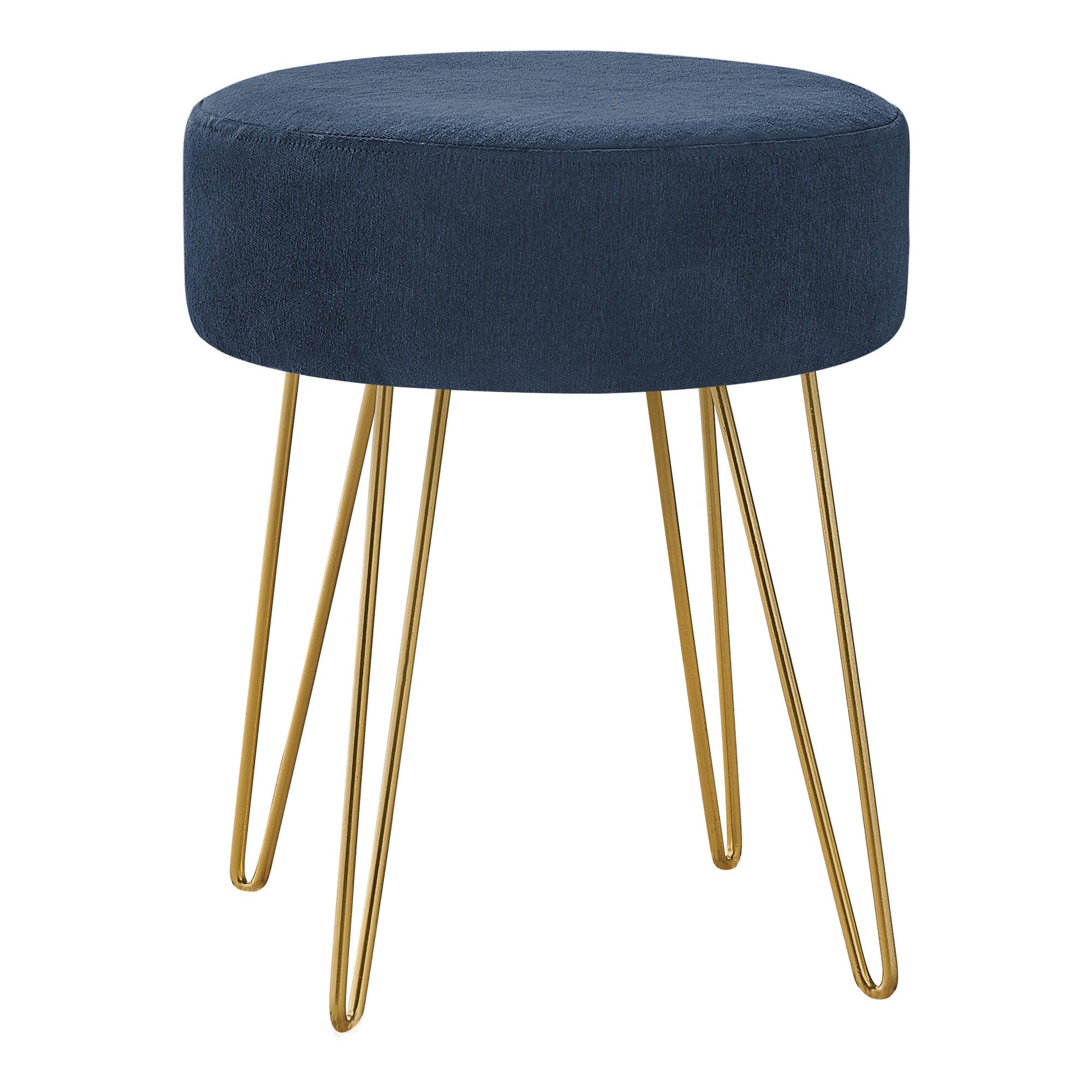 OTTOMAN - BEIGE FABRIC / GOLD METAL LEGS