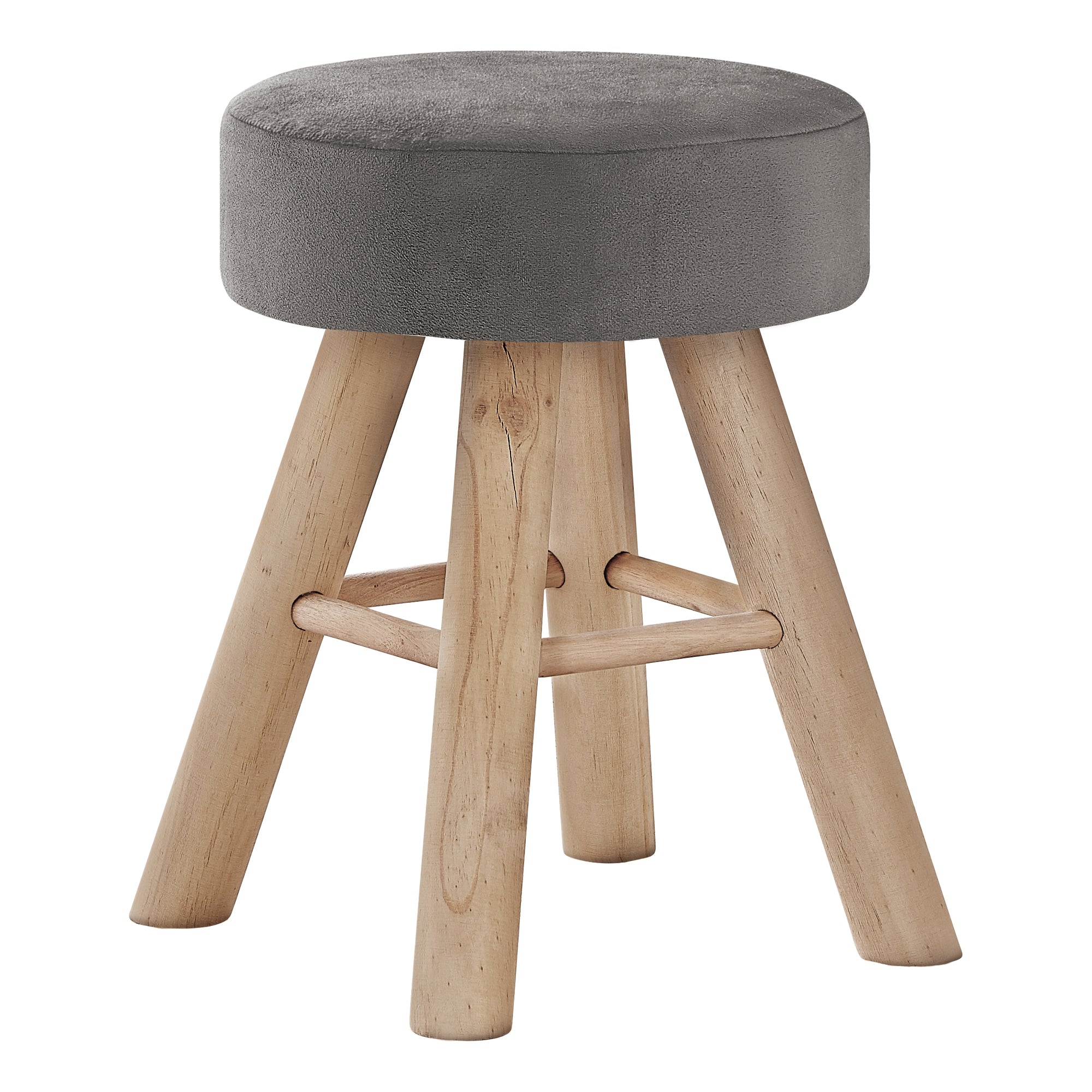 OTTOMAN - GREY KNIT / NATURAL WOOD LEGS