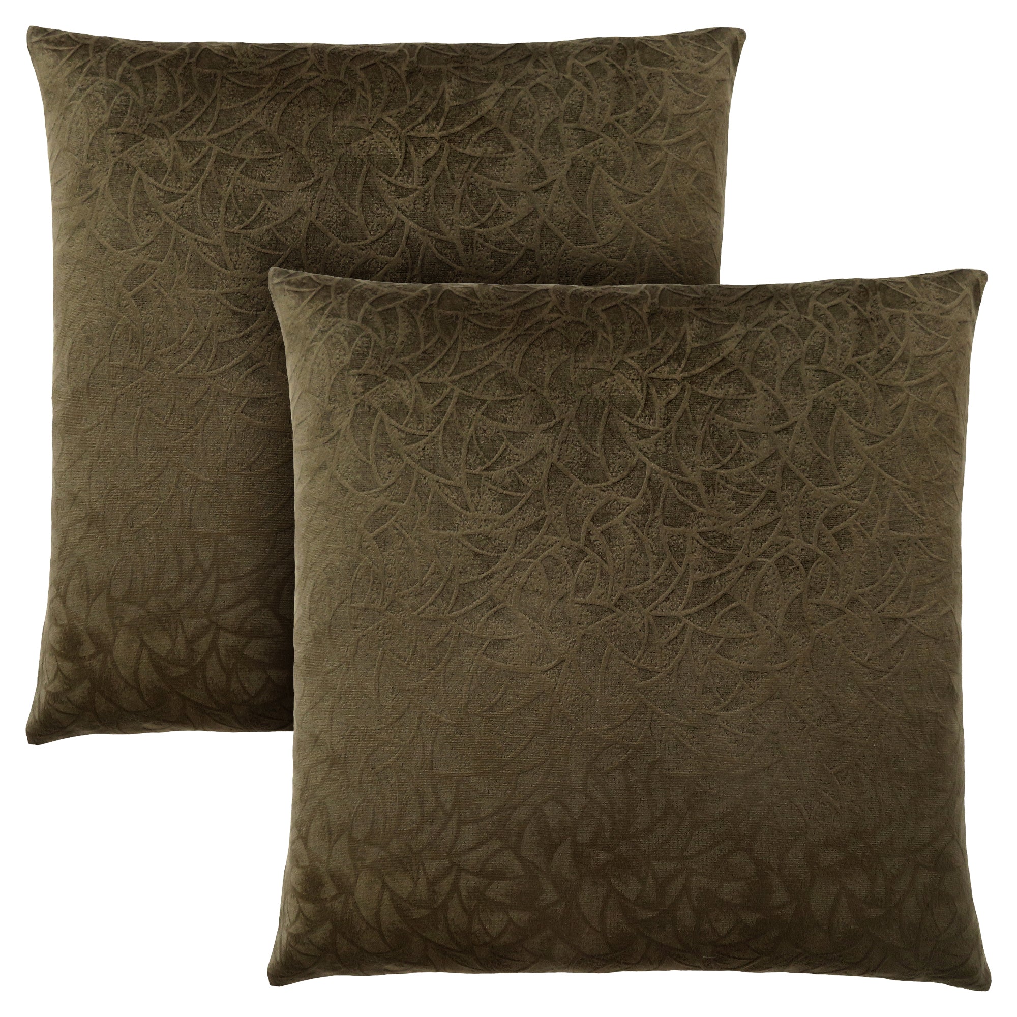 PILLOW - 18"X 18" / TAUPE FLORAL VELVET / 2PCS