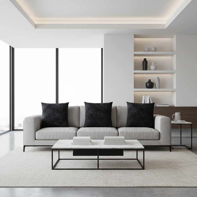 COUSSIN - 18"X 18" / VELOURS À PLUMES TAUPE CLAIR / 1PC