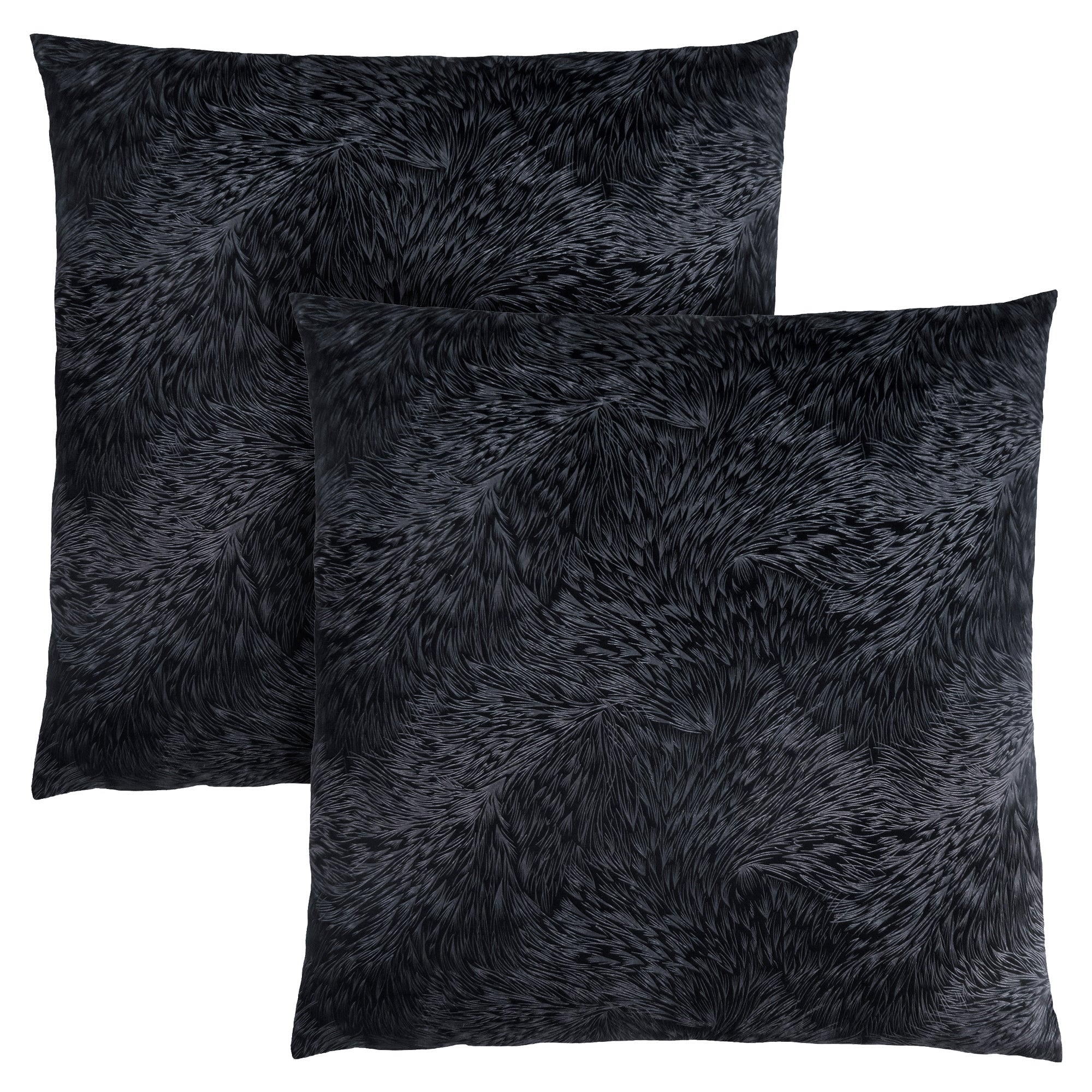 PILLOW - 18"X 18" / LIGHT TAUPE FEATHERED VELVET / 2PCS