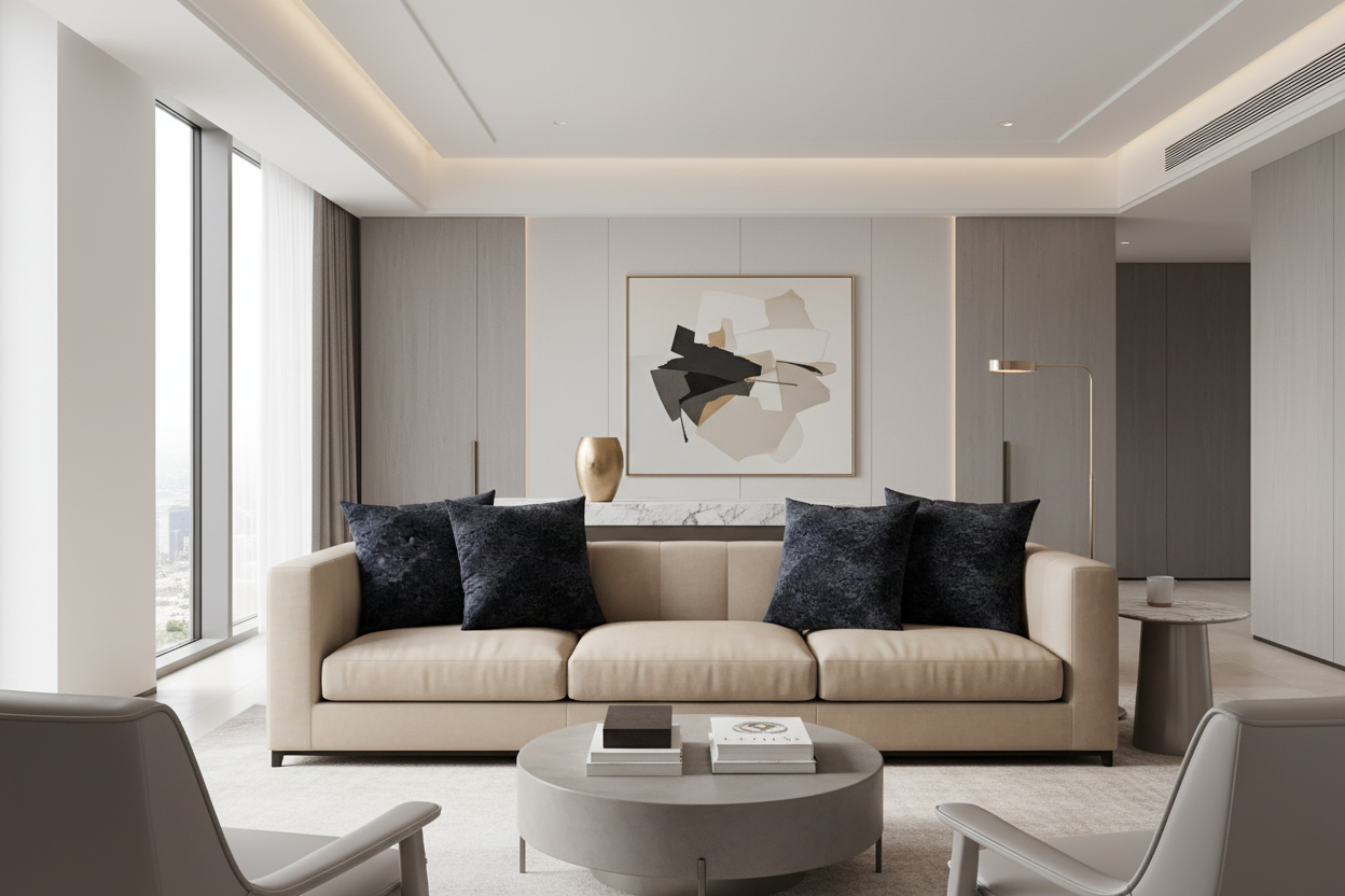 COUSSIN - 18"X 18" / VELOURS À PLUMES TAUPE CLAIR / 2 PIÈCES