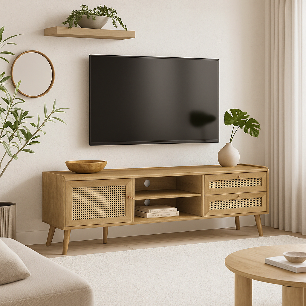 MEUBLE TV - 72"L / NOYER AVEC RANGEMENT