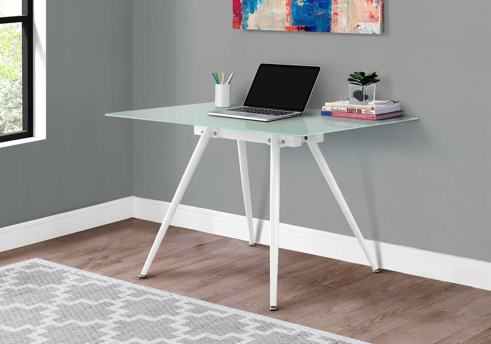 COMPUTER DESK - 28"X 48" / WHITE / 8MM TEMPERED GLASS