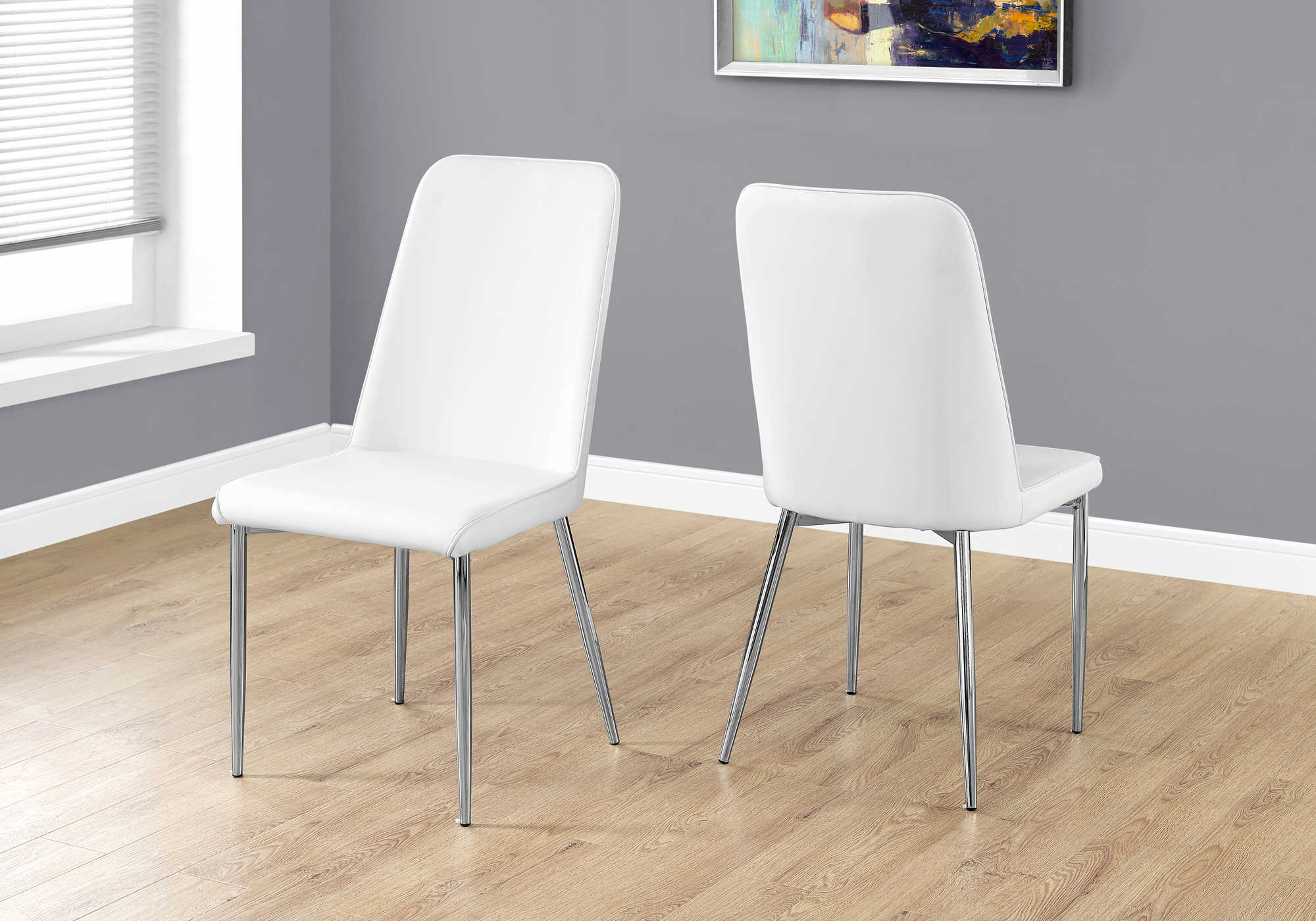 Chaises de salle à manger - 2 pièces / 94 cm de hauteur / Similicuir blanc / Chrome