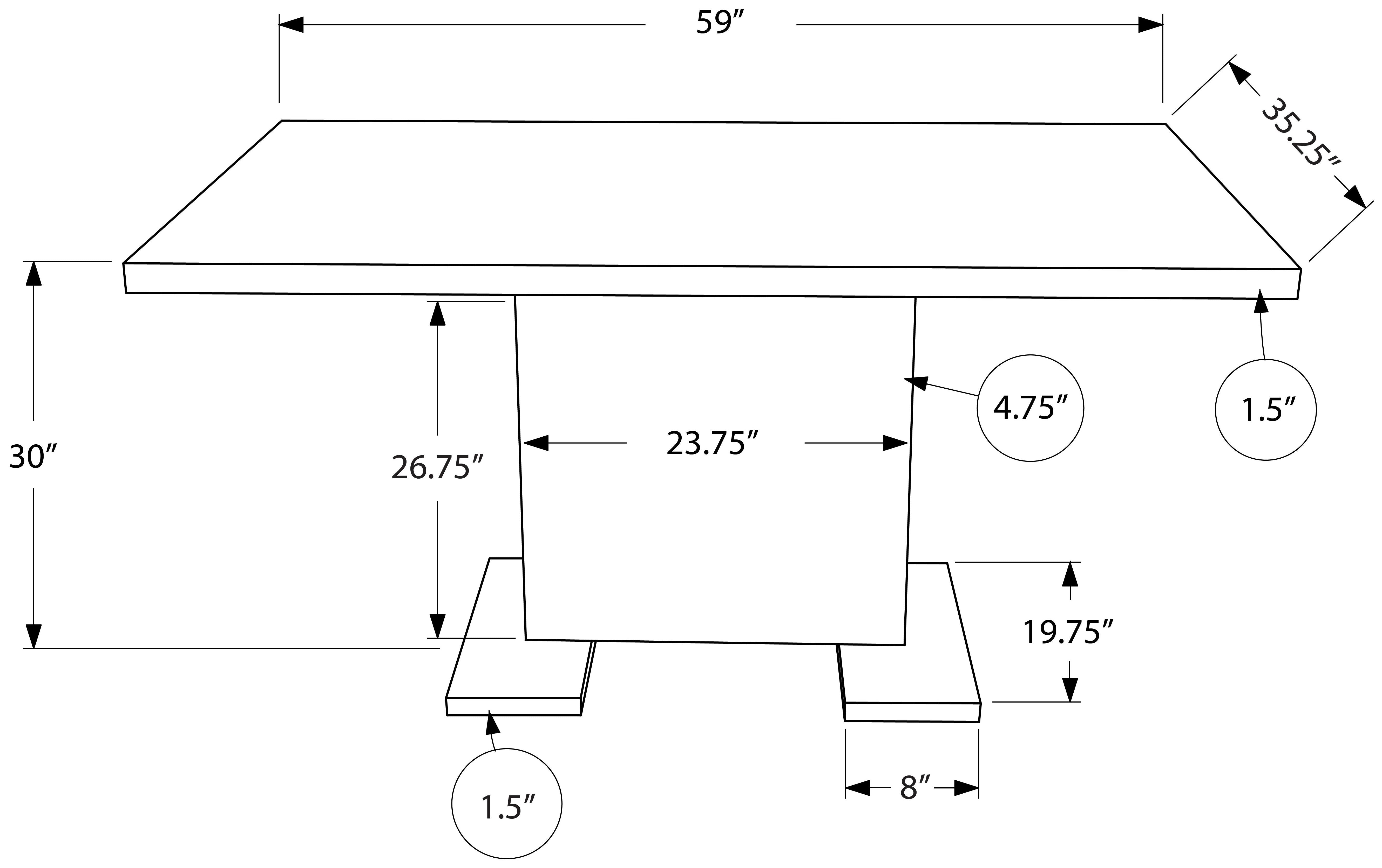 TABLE À MANGER - 35"X 60" / BLANC BRILLANT