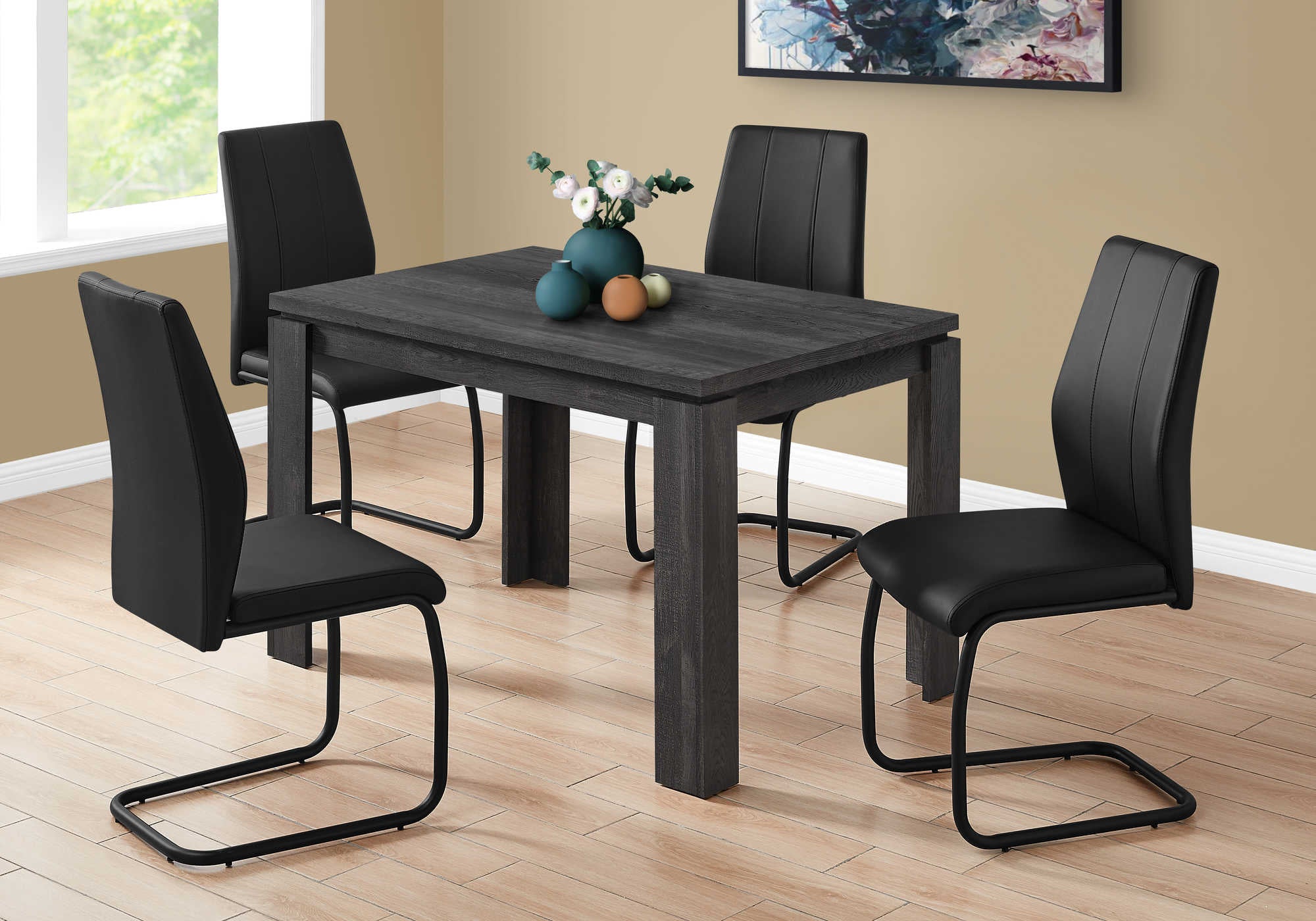 DINING TABLE - 32"X 48" / BLACK RECLAIMED WOOD-LOOK