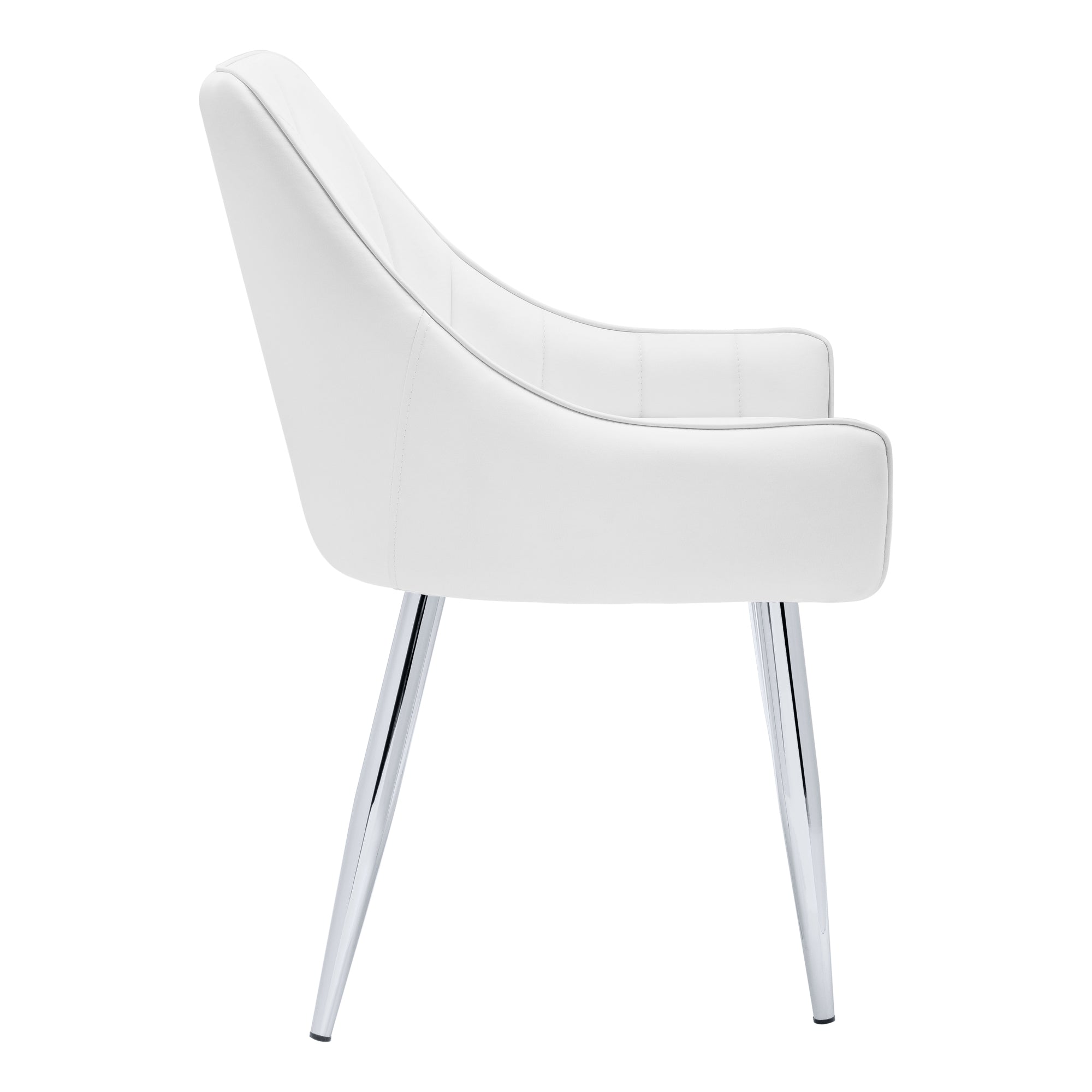 Chaises de salle à manger - 2 pièces / 33"H / Similicuir blanc / Chrome