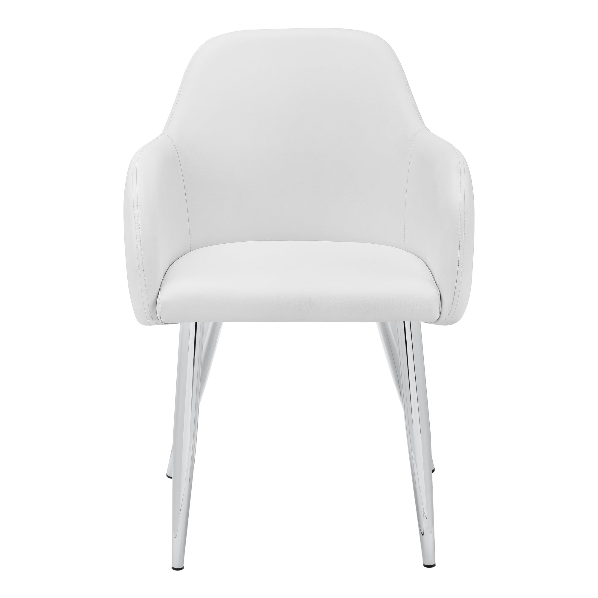 Chaises de salle à manger - 2 pièces / 33"H / Similicuir blanc / Chrome